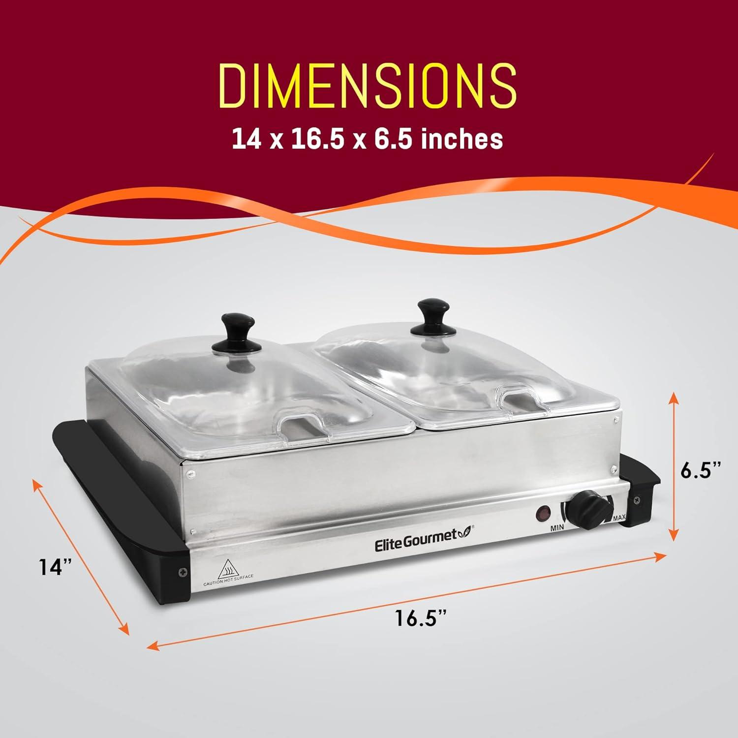 Elite Gourmet 2 x 2.5 Qt. Stainless Steel Electric Buffet Server EWM-6122
