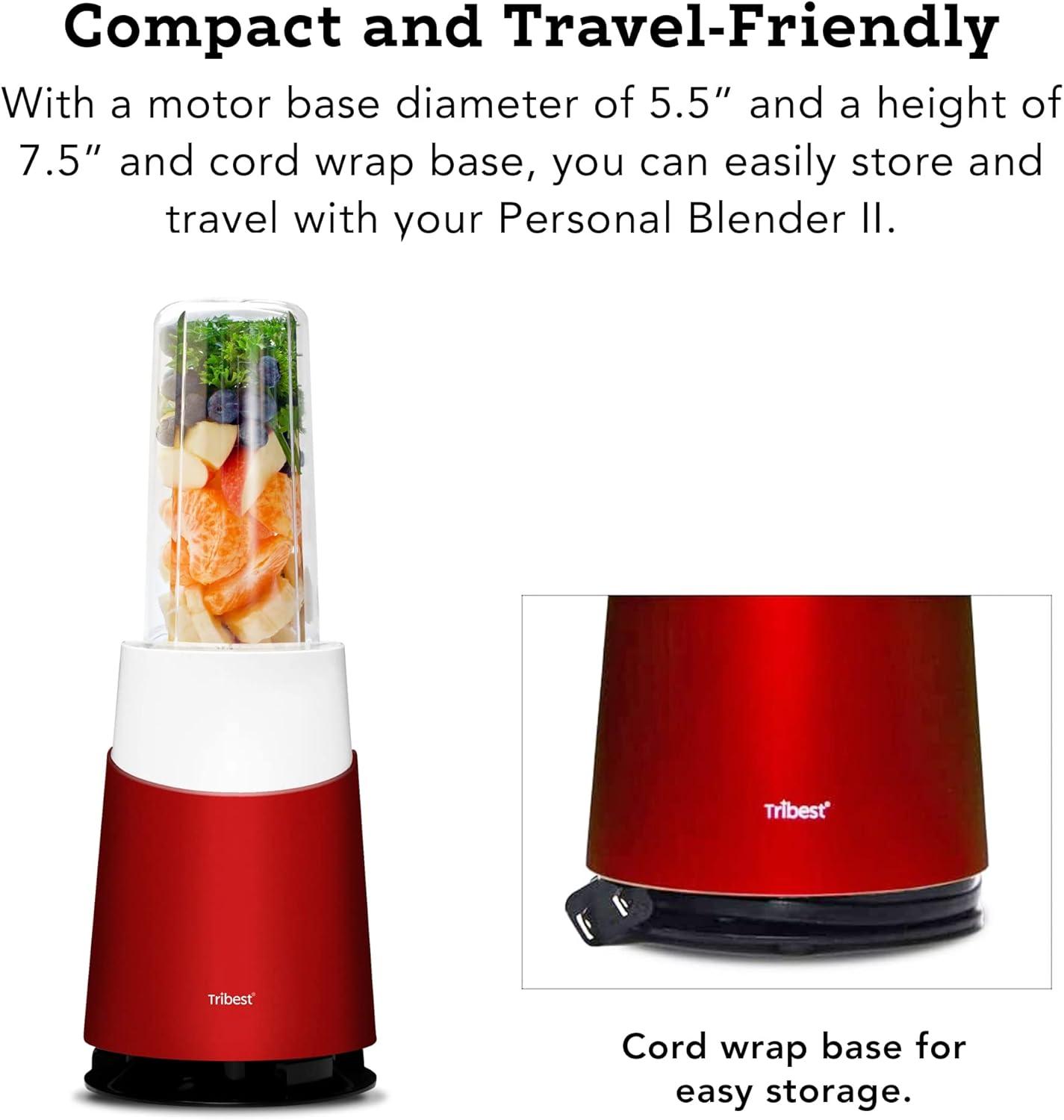 Tribest Personal Blender II Mason Jar Ready (Basic 12-Piece Set) – Red