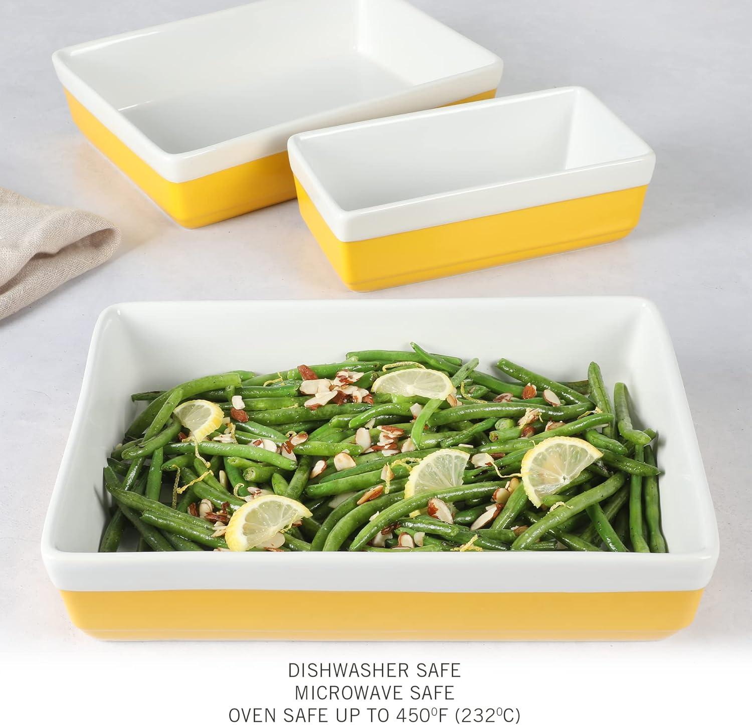 Yellow Stoneware 3-Piece Oven to Table Baking Dish Set