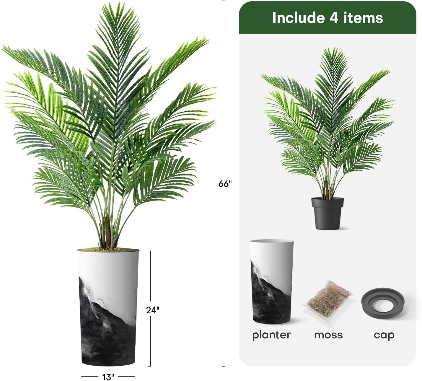 SIGNLEADER Artificial Plant In Planter, Fake Areca Tropical Palm Plant Home Decoration (Plant Pot Plus Plant)