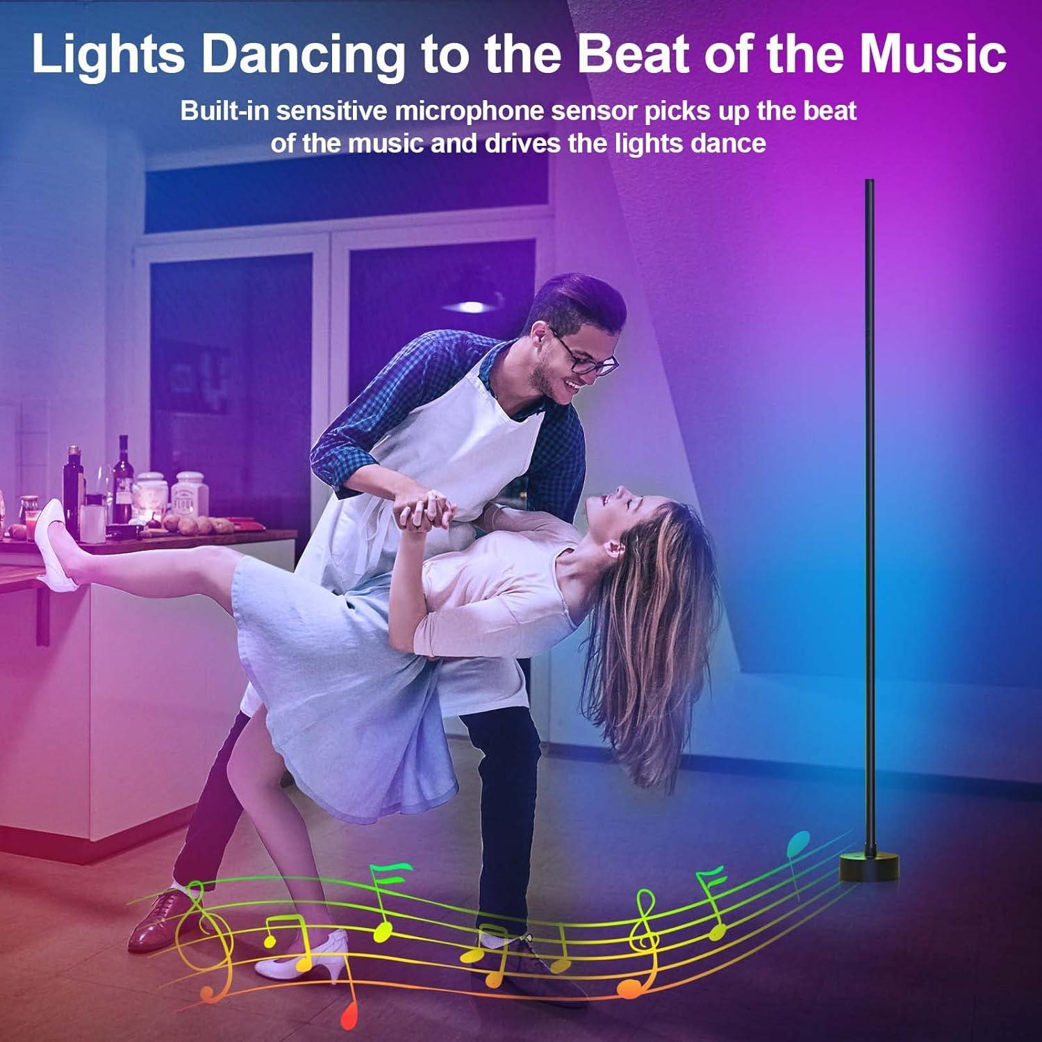 Corner Floor Lamp - Smart RGB LED Corner Lamp with App and Remote Control, 16 Million Colors & 68+ Scene, Music Sync, Timer Setting - Ideal for Living Rooms, Bedrooms, and Gaming Rooms