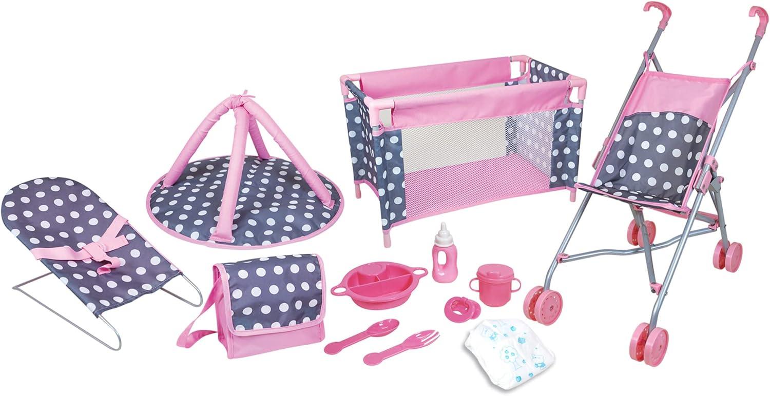 Lissi 5 Piece Baby Doll Deluxe Nursery Play Set w/ 8 Accessories