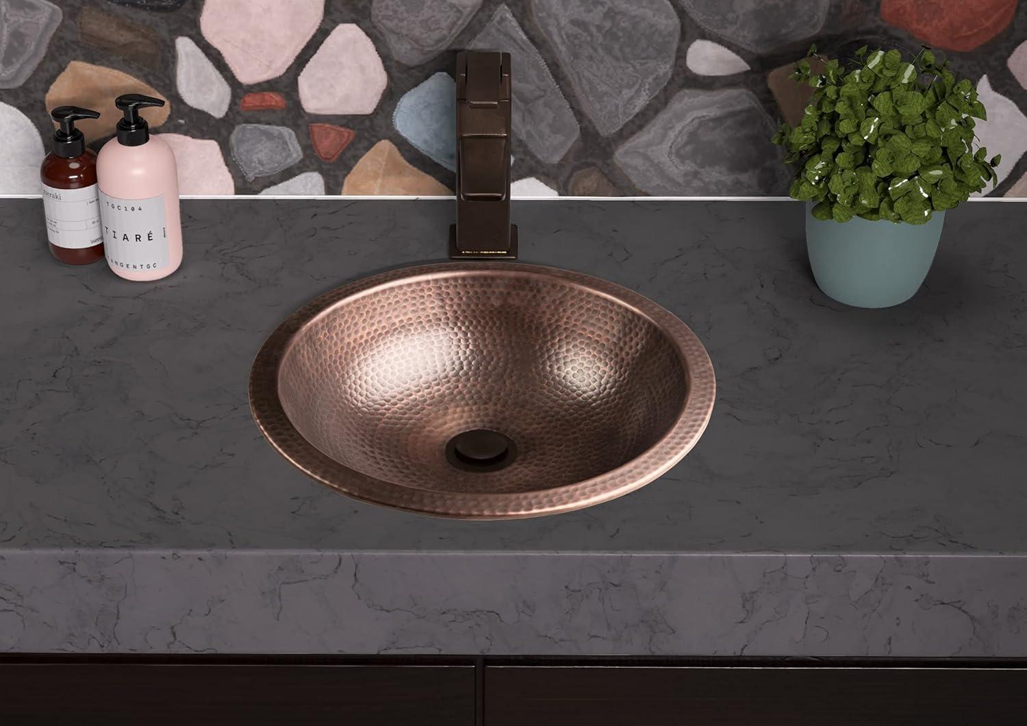 Monarch Abode 17094 Pure Copper Hand Hammered Rotunda Dual Mount Bathroom Vanity Sink (16 inches)