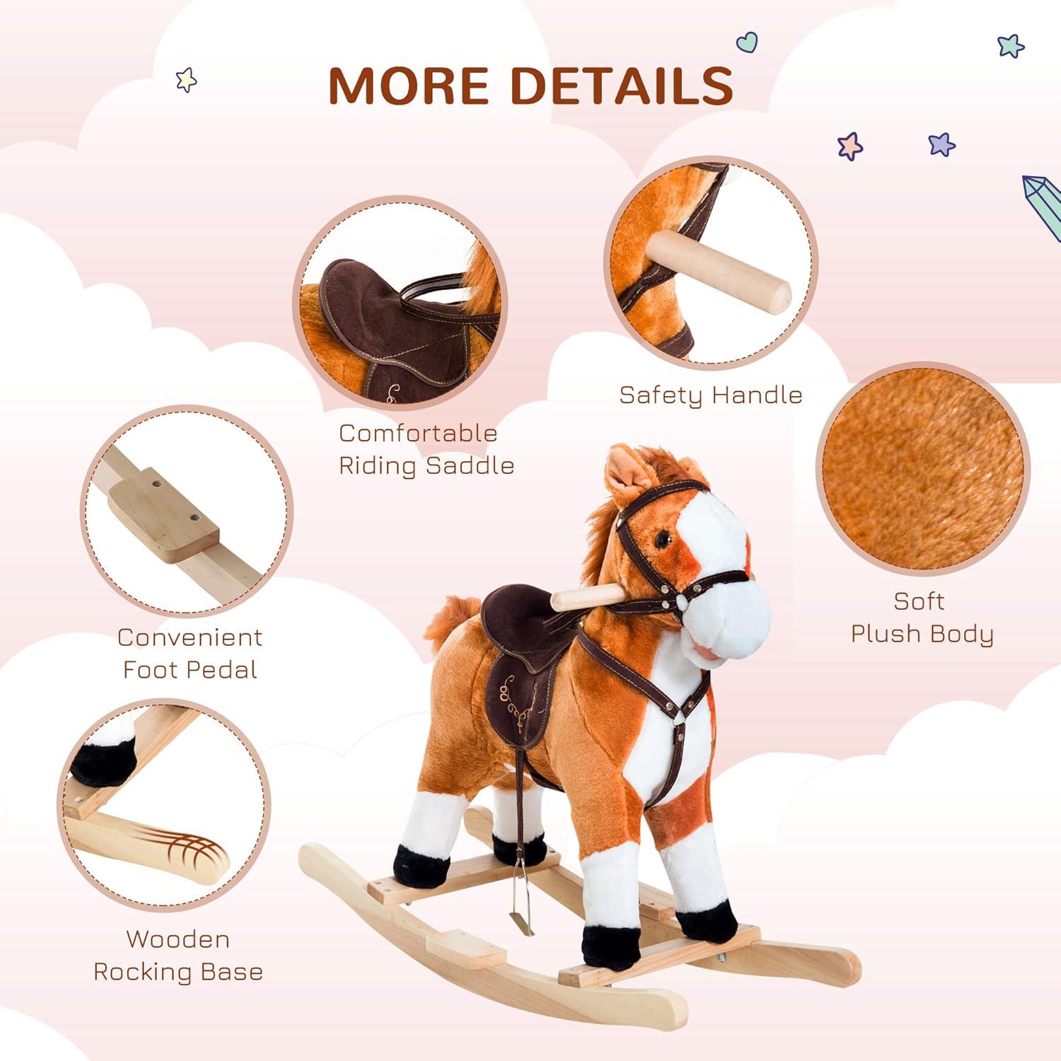 Qaba Kids Plush Toy Rocking Horse