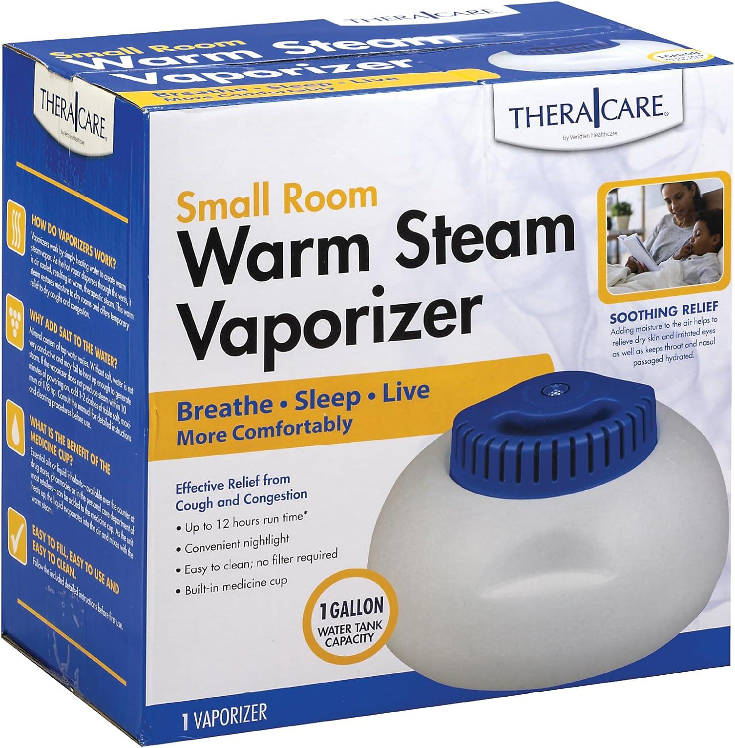 Thera|Care Warm Steam Vaporizer for Small Size Rooms, No Filter Required, Cold and Congestion Relief