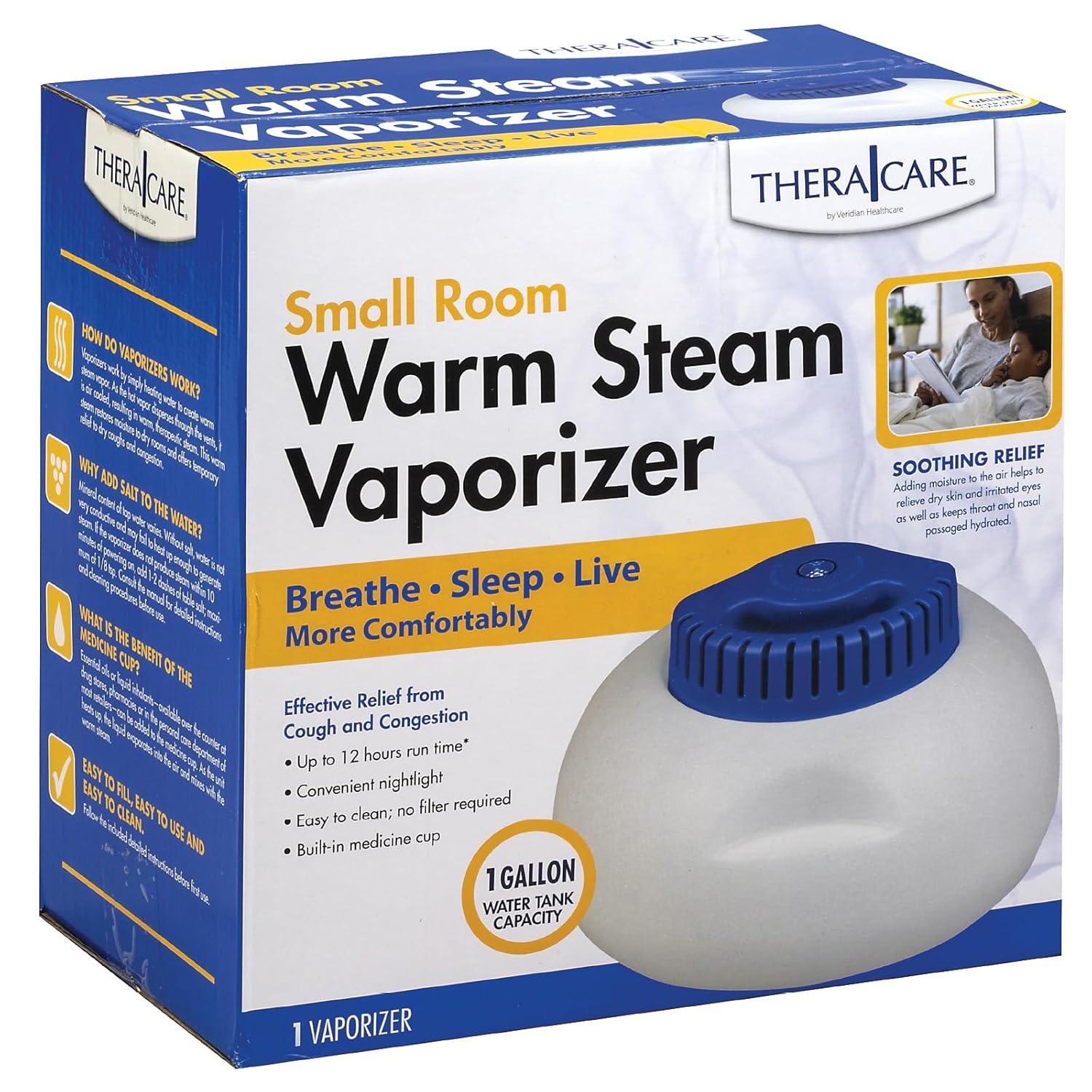 Thera|Care Warm Steam Vaporizer for Small Size Rooms, No Filter Required, Cold and Congestion Relief