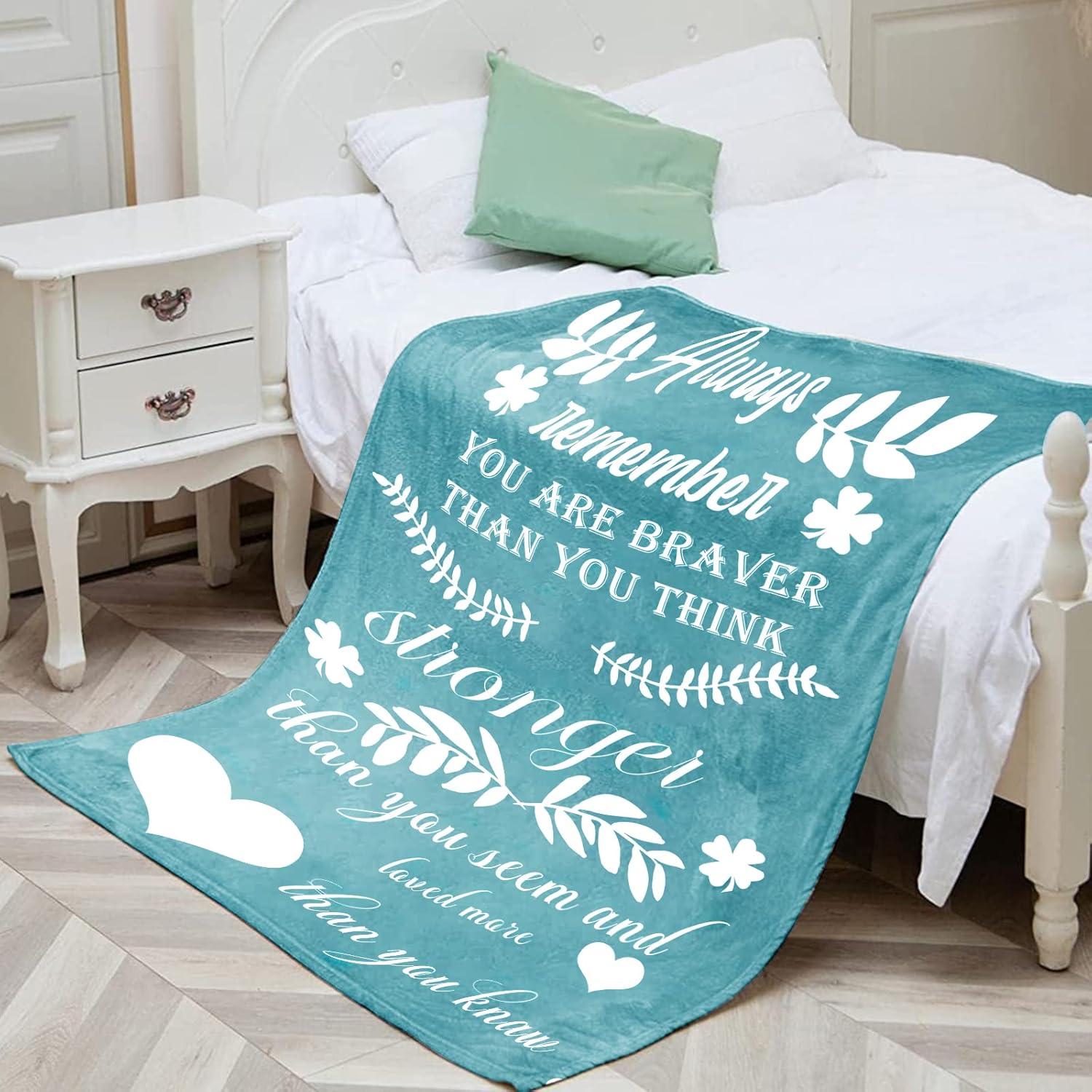BOOPBEEP Christian Gifts, Spiritual Religious Gift for Women Inspirational Blanket with Bible Verse Prayers Christian Birthday Gift Get Well Soon Gifts for Women Healing Throw Blanket (Teal, 40"x50")