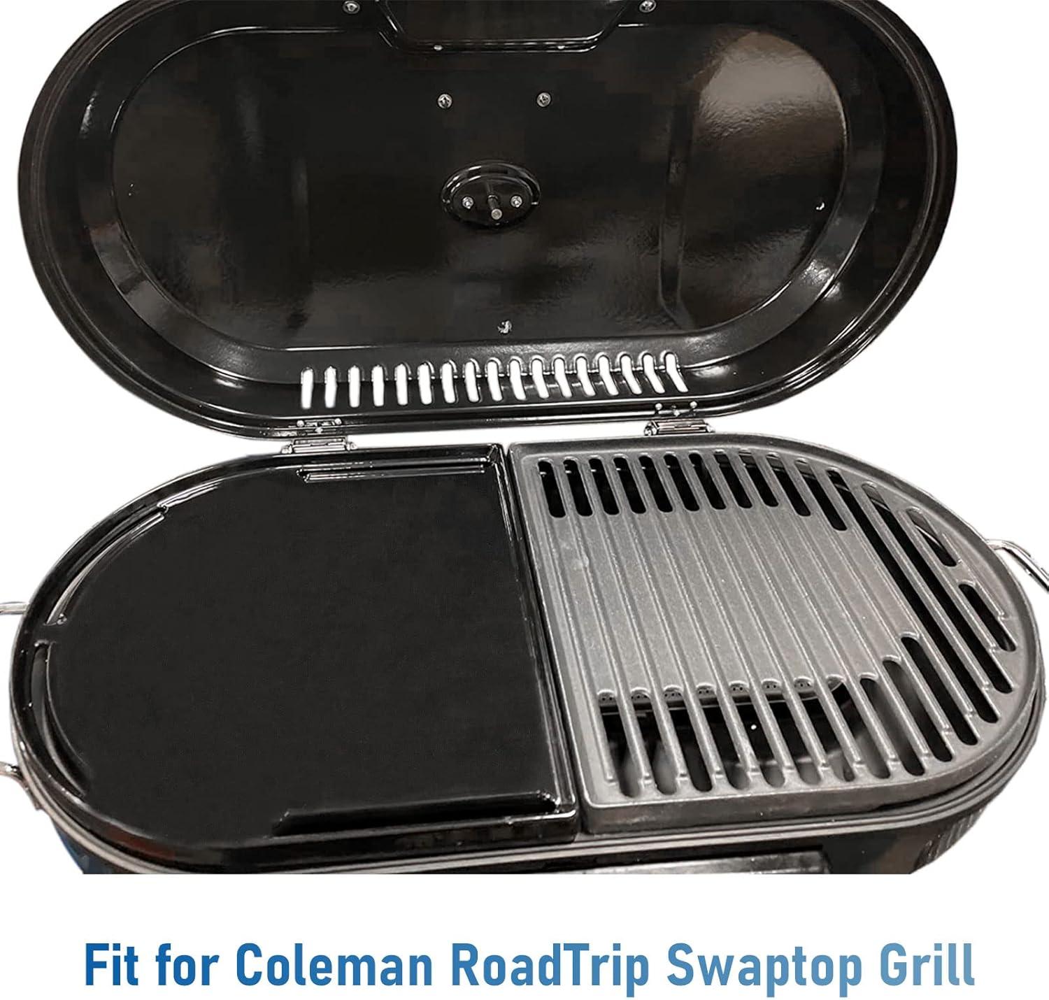 Cast Iron Half Grill Cooking Griddle for Coleman RoadTrip Swaptop Grills LX LXE LXX, Non-Stick Flat Cooking Pan BBQ Accessories, 1 Pack
