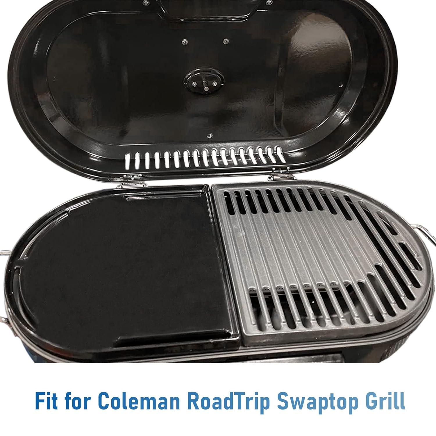 Cast Iron Half Grill Cooking Griddle for Coleman RoadTrip Swaptop Grills LX LXE LXX, Non-Stick Flat Cooking Pan BBQ Accessories, 1 Pack