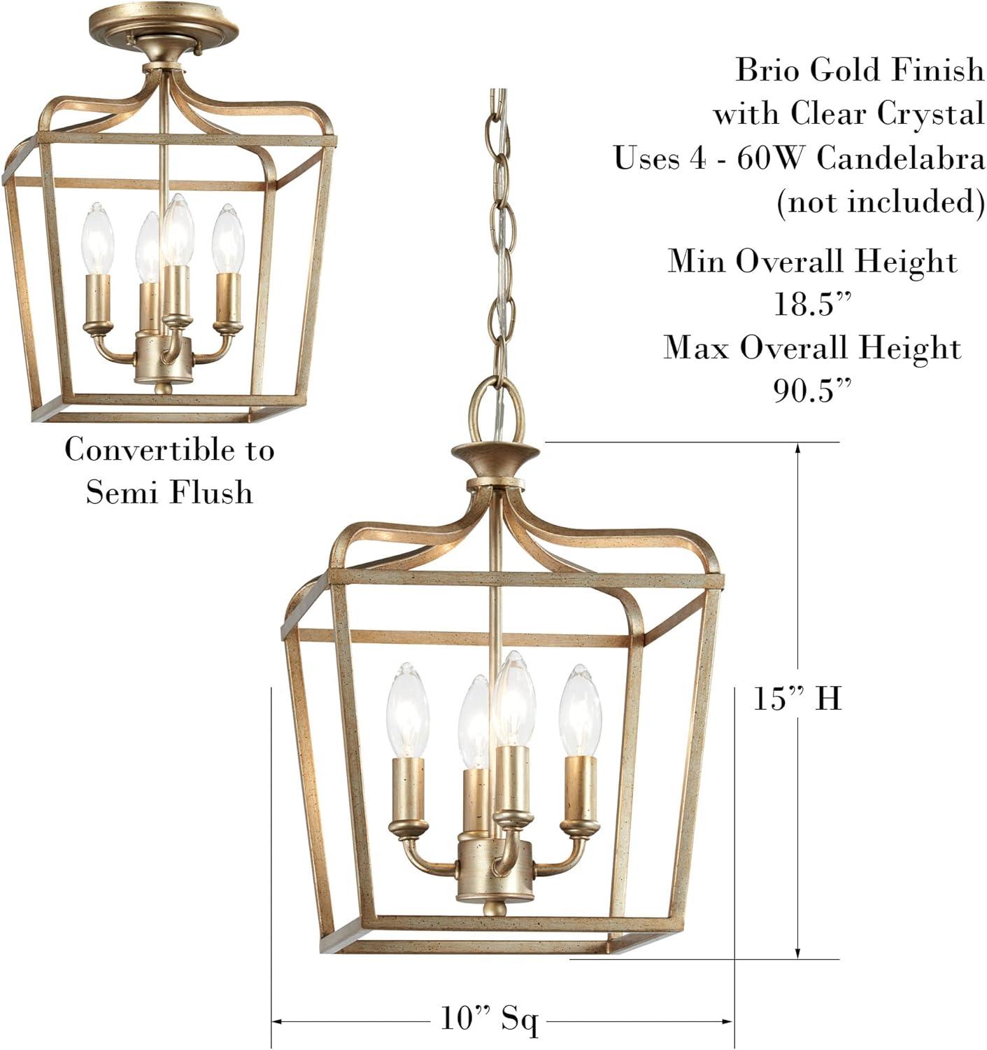 Brio Gold Crystal Lantern Pendant with Dimmable LED