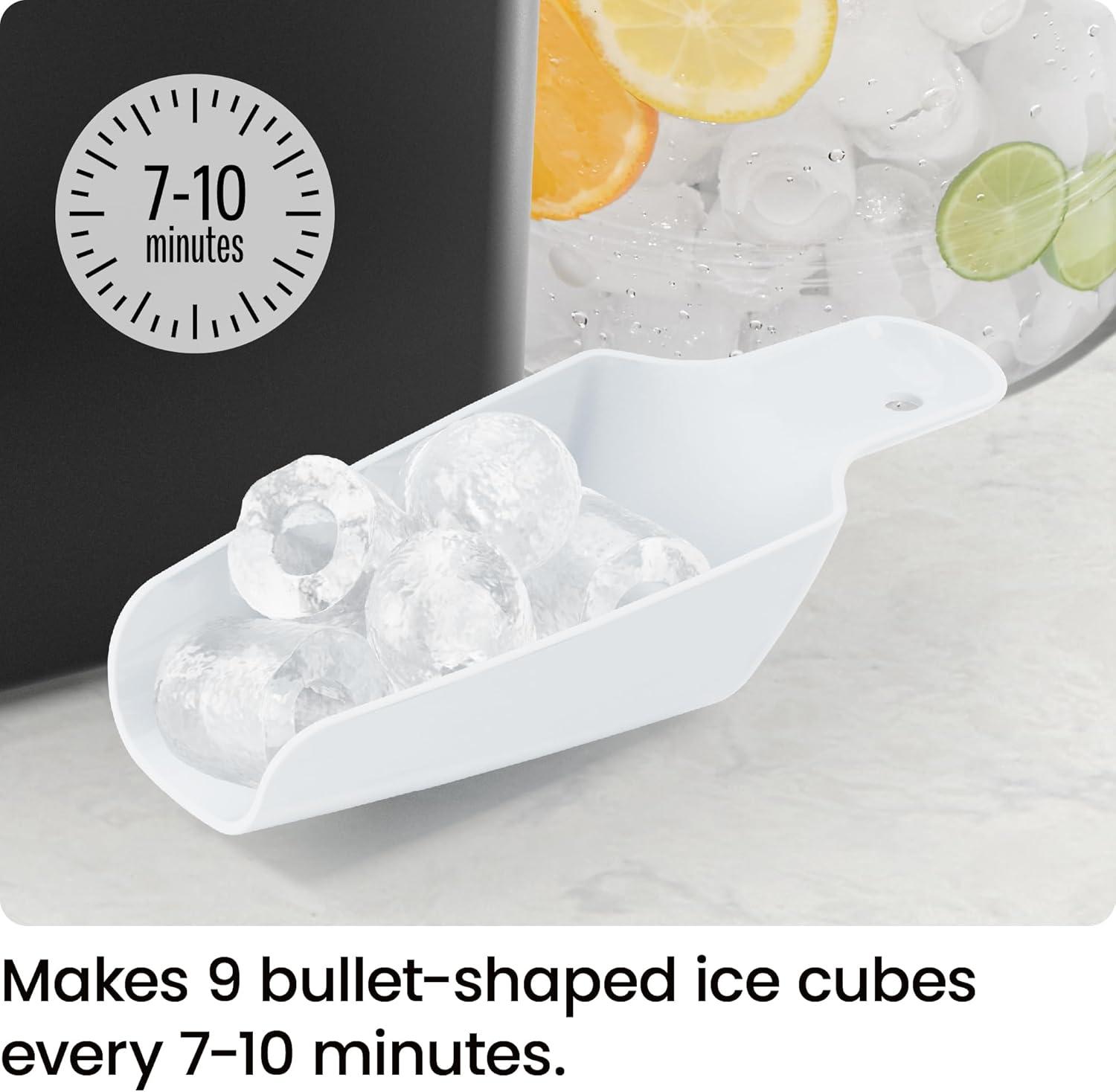 ICEMAN Dual-Size Countertop Bullet Ice Machine w/ 0.88lb Capacity - Black
