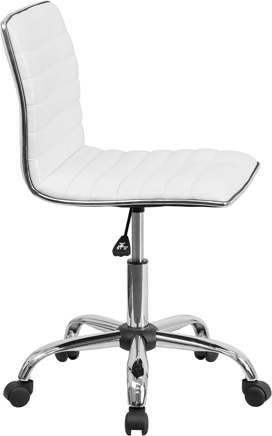 Flash Furniture Low Back Designer Armless White Ribbed Swivel Task Office Chair