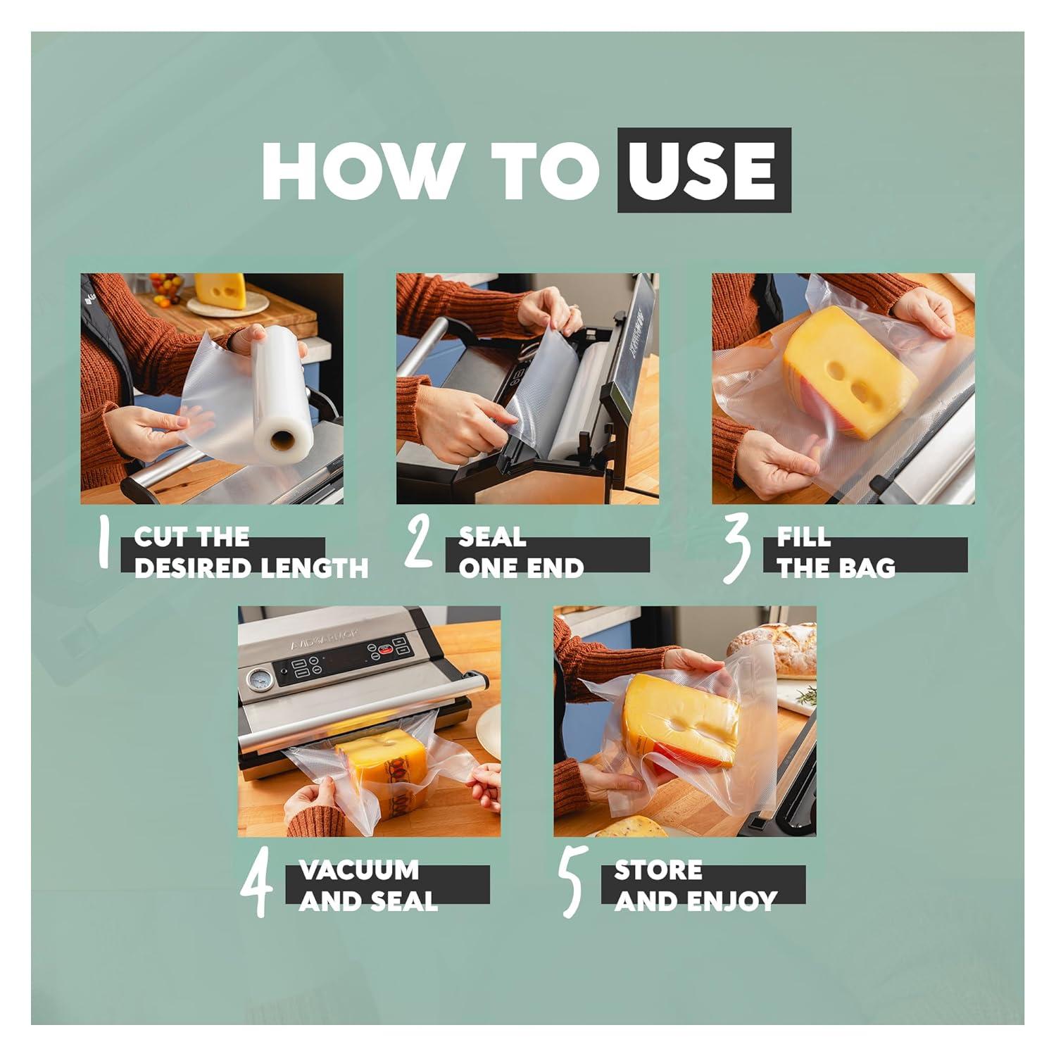 Avid Armor Vacuum Sealer Bags for Food, 11''x50' & 8''x50' Vacuum Heat-Seal Rolls, 100ft Food Saver Bags