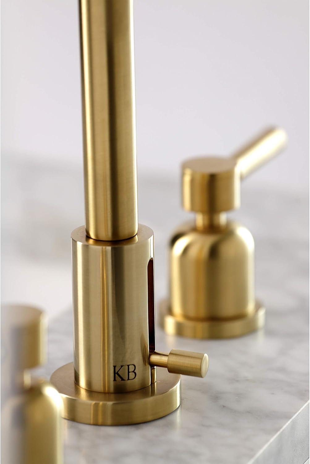 Kingston Brass Concord Two-Handle 3-Hole Deck Mount Widespread Bathroom Faucet with Brass Pop-Up Drain