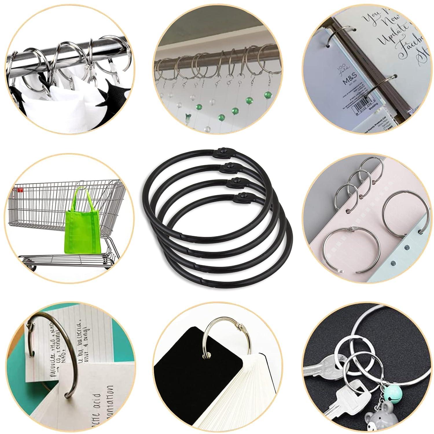 Dznils Rustproof Round Metal Shower Curtain Hooks Rings, Black, Set of 24