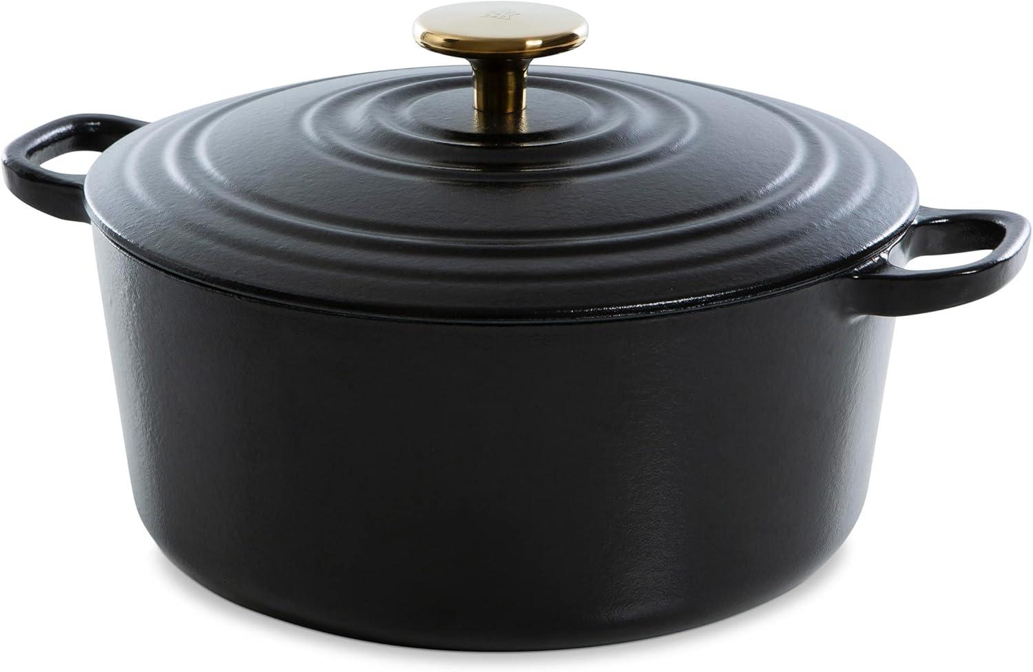 BK Cookware Bourgogne Enameled Cast Iron 7QT Dutch Oven, Pitch Black