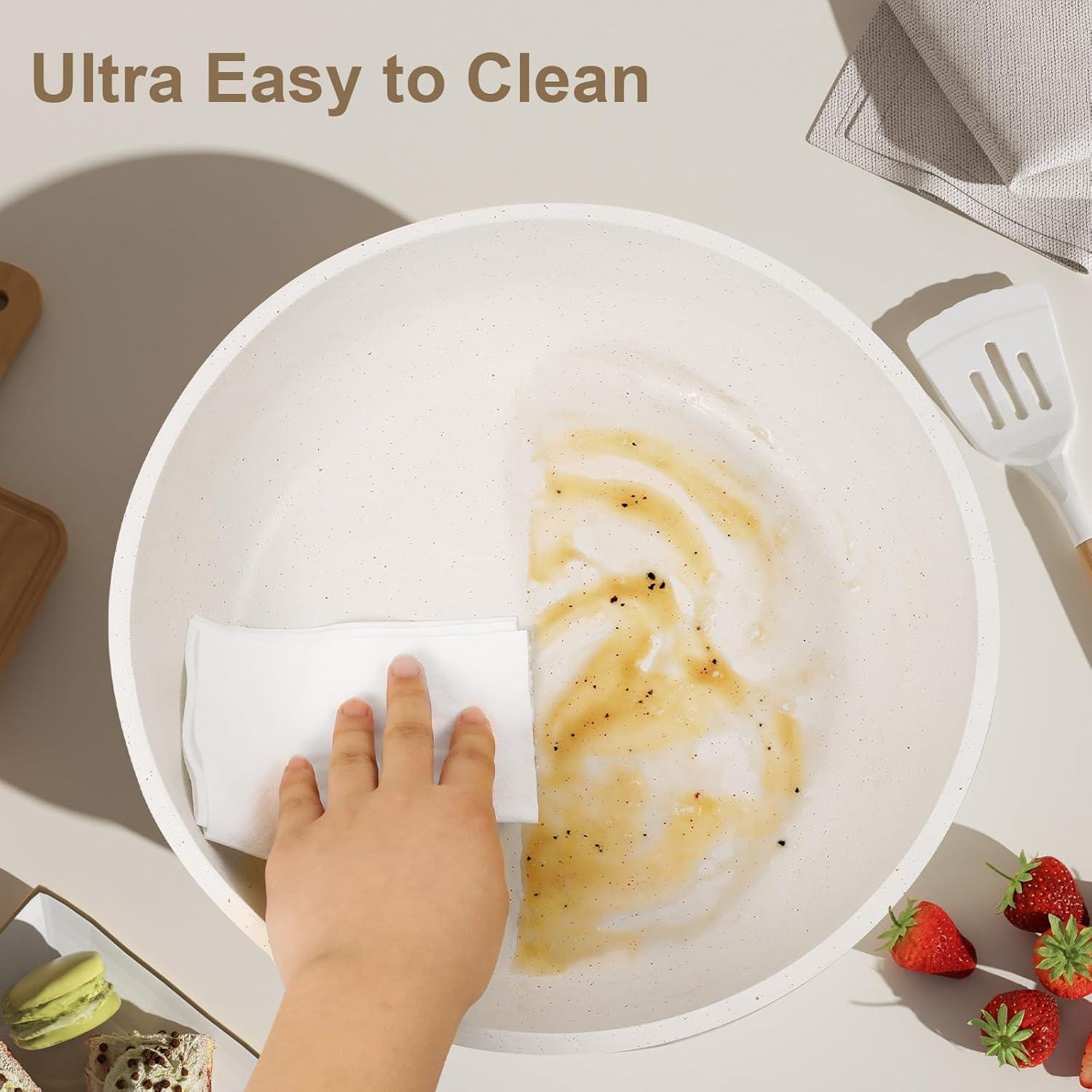 YASHE 13-Pieces Pots and Pans Set Non Stick, Ceramic Kitchen Cookware Set, Detachable Dandle Pots and Pans with Pan Protectors