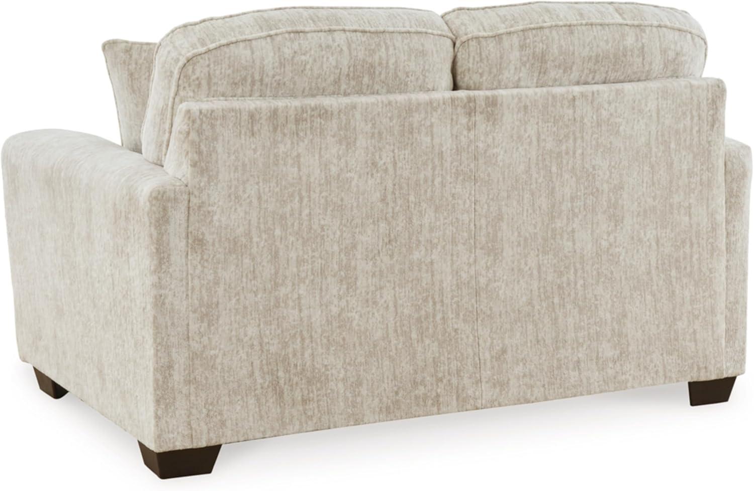 Beige Fabric Loveseat with Track Arms and Removable Cushions