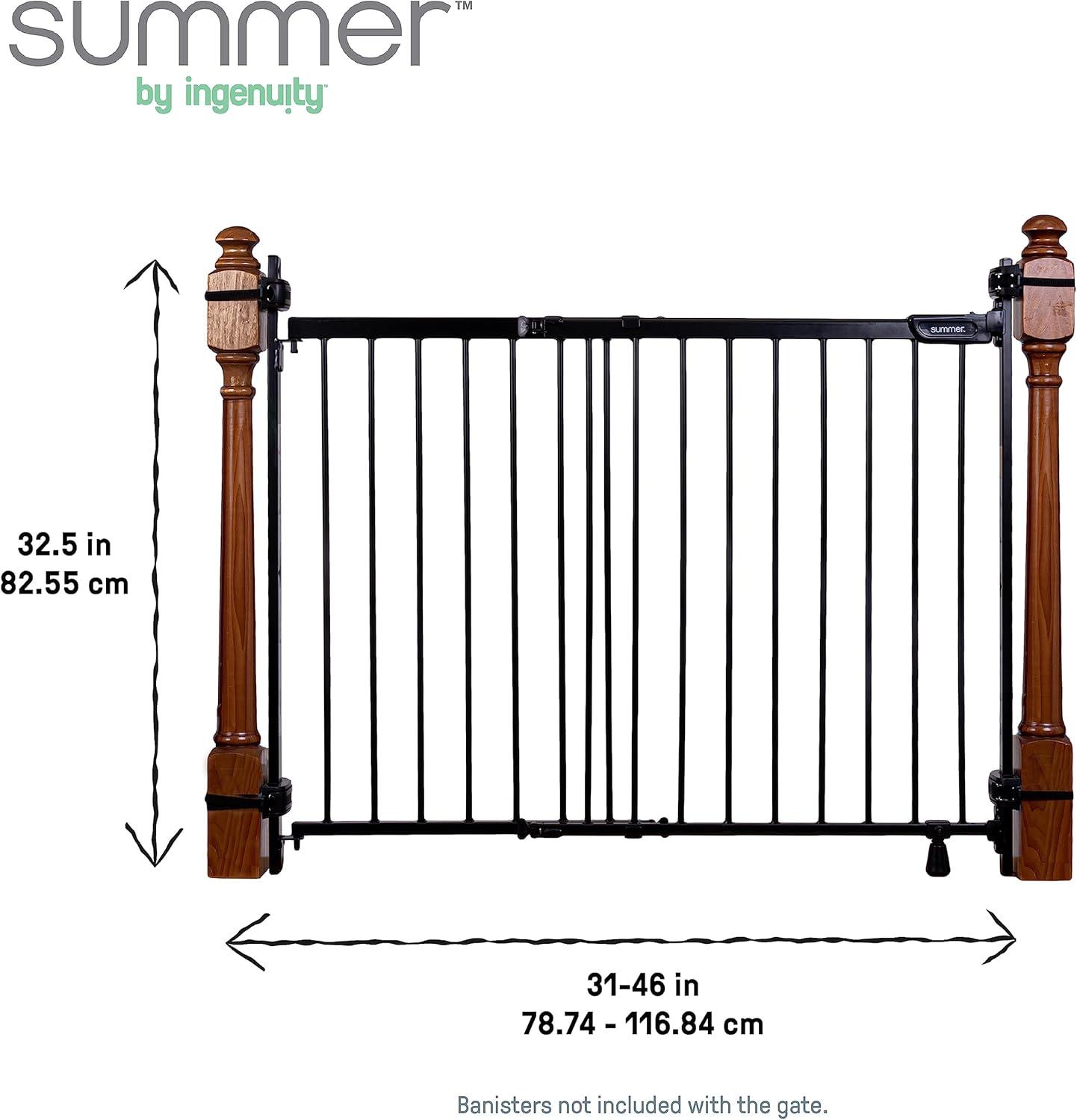 Black Metal Banister & Stair Safety Gate, 32.5" Tall