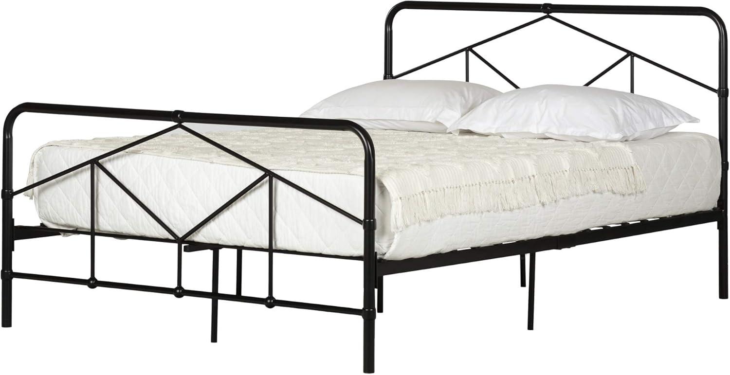 Sazena Full Matte Black Geometric Metal Platform Bed