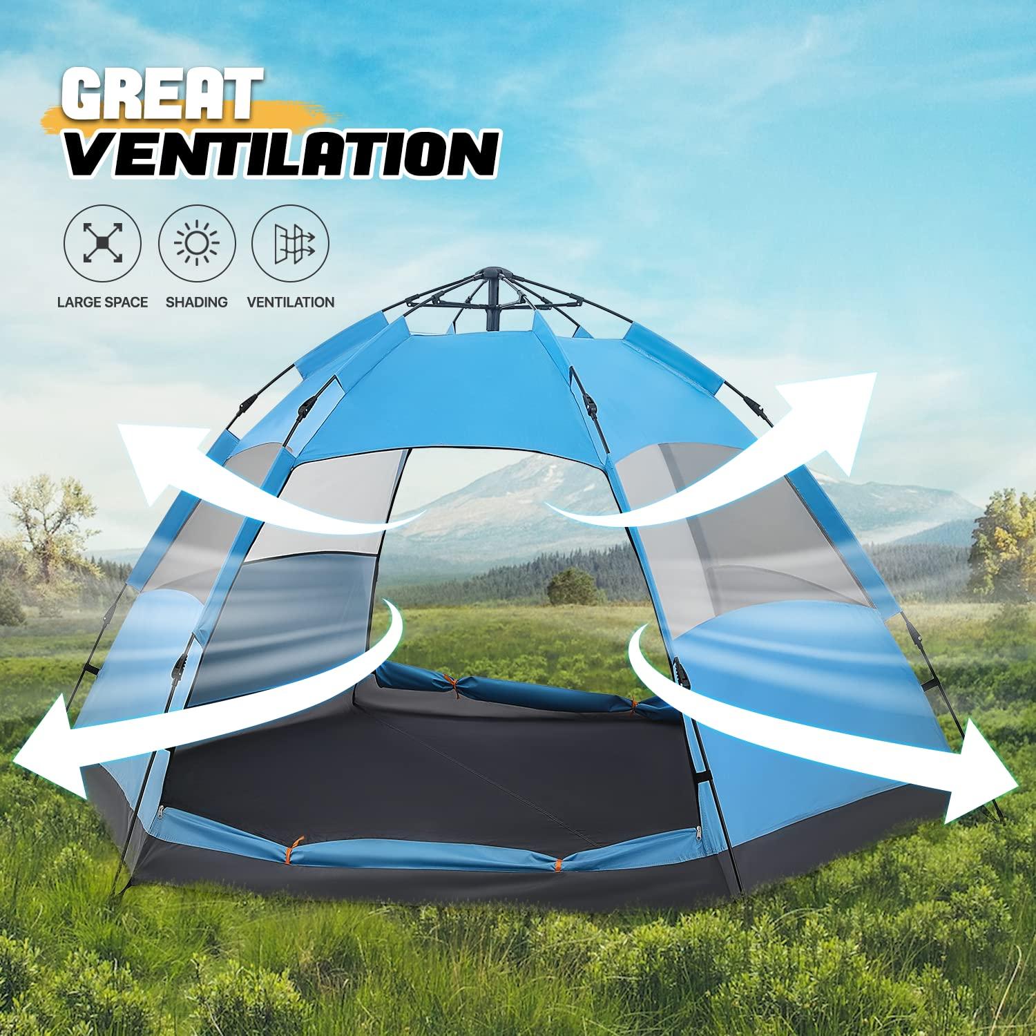 MoNiBloom Camping Tent 4 Person Dome Tent, Family Tent Backpacking Portable Tent for Beach Backpacking Hiking