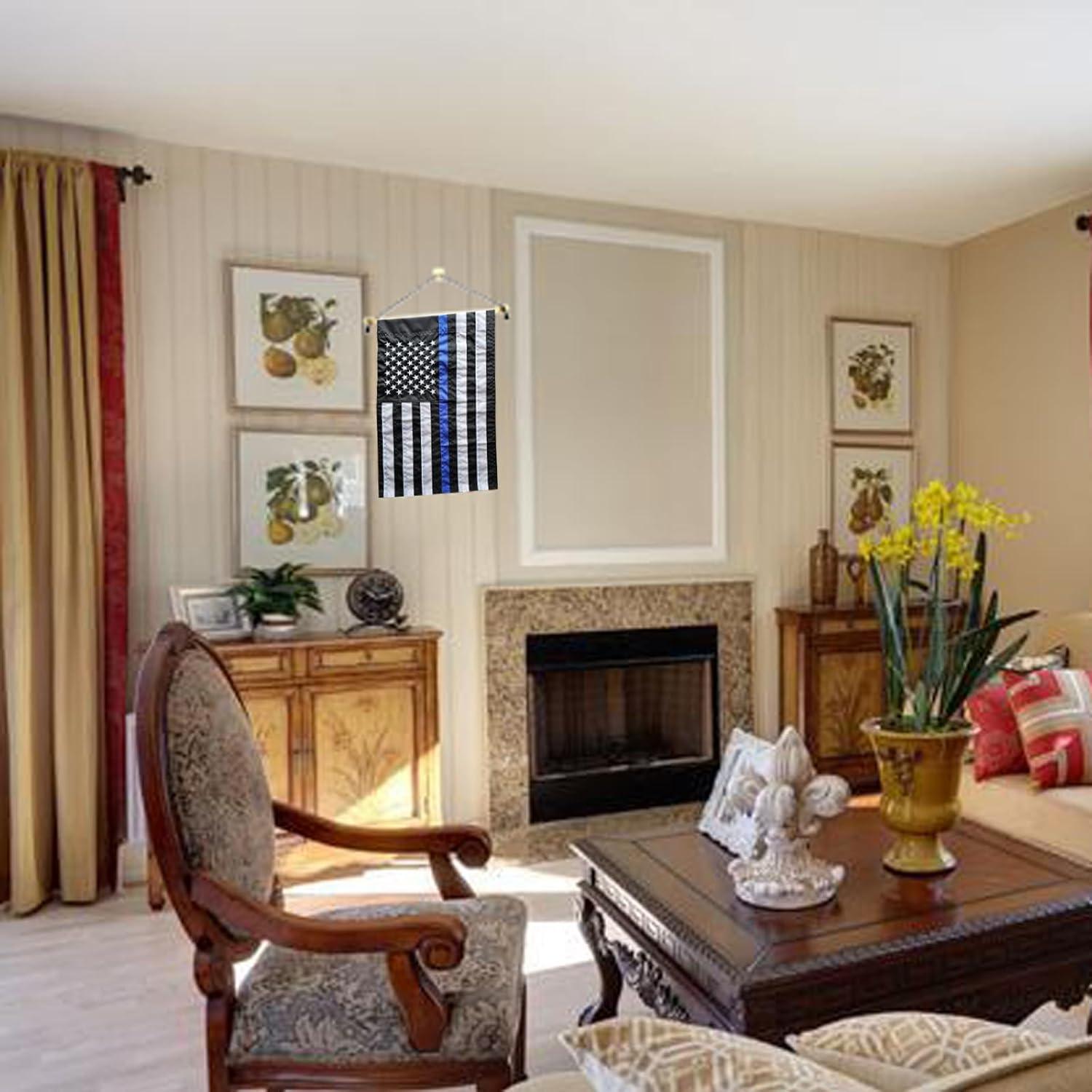 ERT Thin Blue Line Garden Flag Double sided 12.5 x 18 Inch Police Flag American Flag Made by Oxford lawn decoration Outdoor Indoor