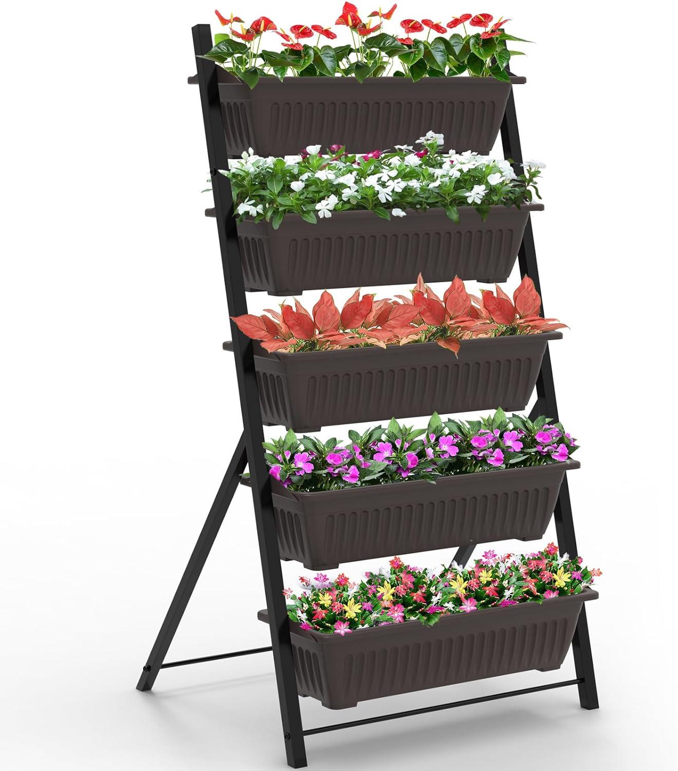 G TALECO GEAR Vertical Garden Planter, Vertical Raised Garden Bed Planter Box with 5 Container Boxes, Grow Your Herb Vegetables Flowers Indoor and Outdoor (5-Tier)