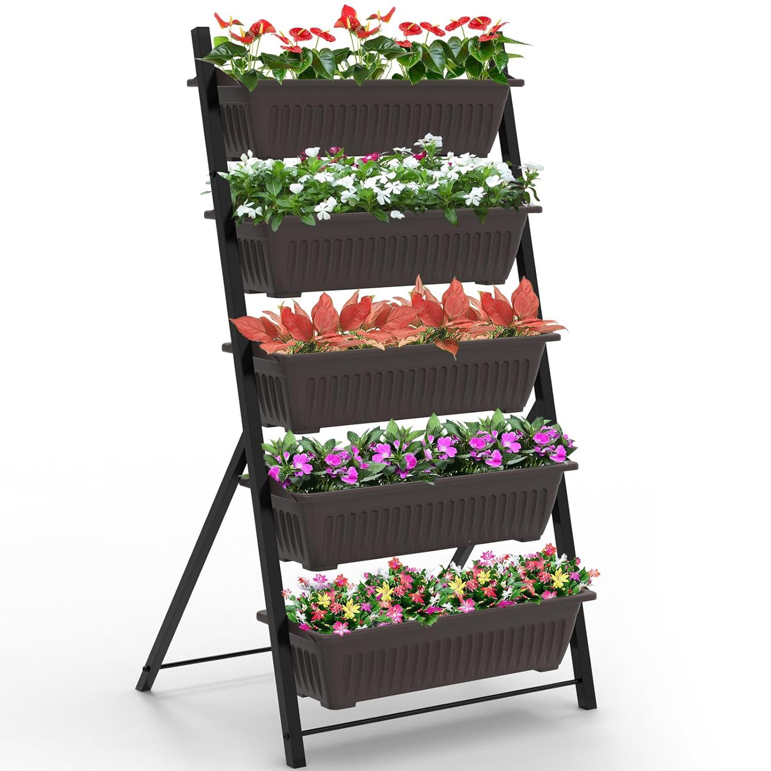 G TALECO GEAR Vertical Garden Planter, Vertical Raised Garden Bed Planter Box with 5 Container Boxes, Grow Your Herb Vegetables Flowers Indoor and Outdoor (5-Tier)