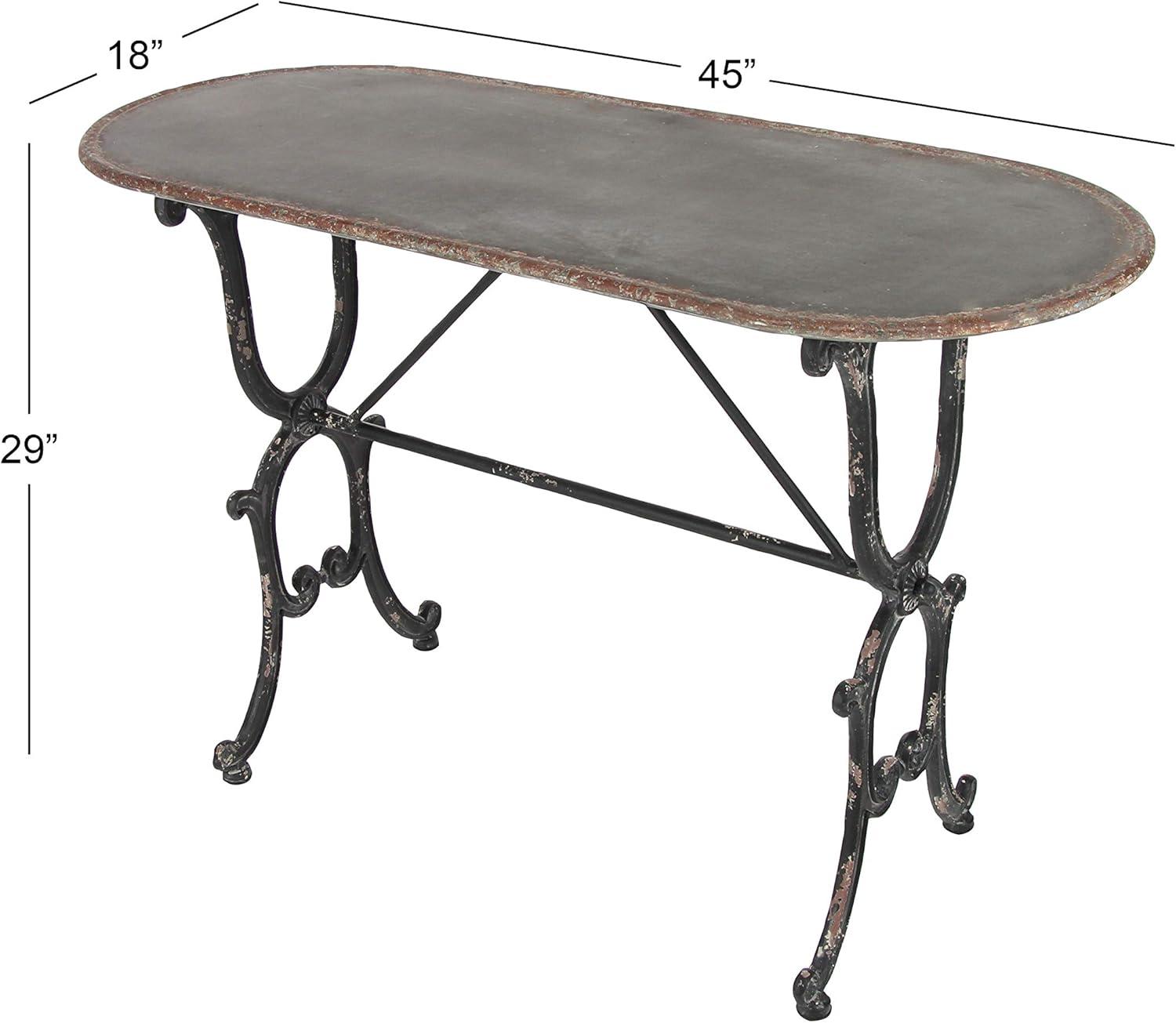 Crestline Gray Metal Console Table with Distressed Accents 45" x 18" x 29"