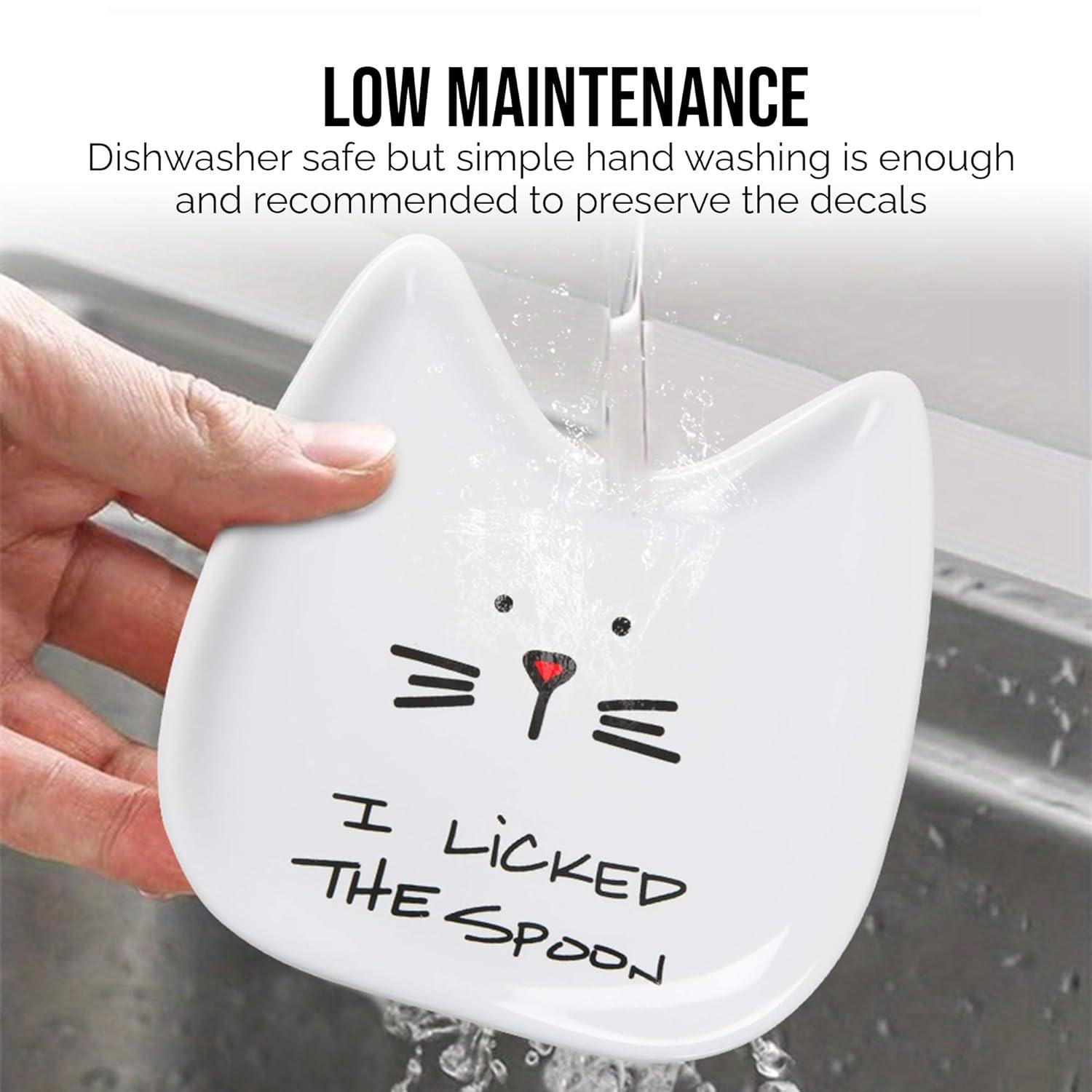 Pavilion Gift Company Blobby Cat, Cat Spoon Rest"I Licked the Spoon", 5", White