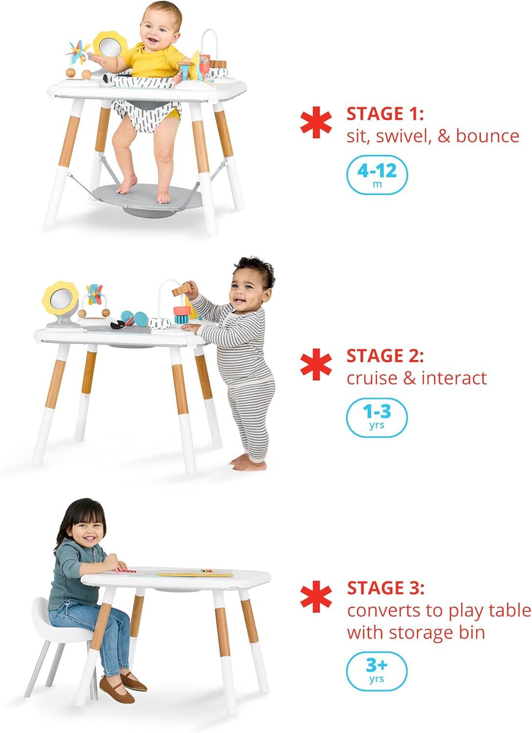 Montessori-Inspired White and Natural Wood Baby Activity Center