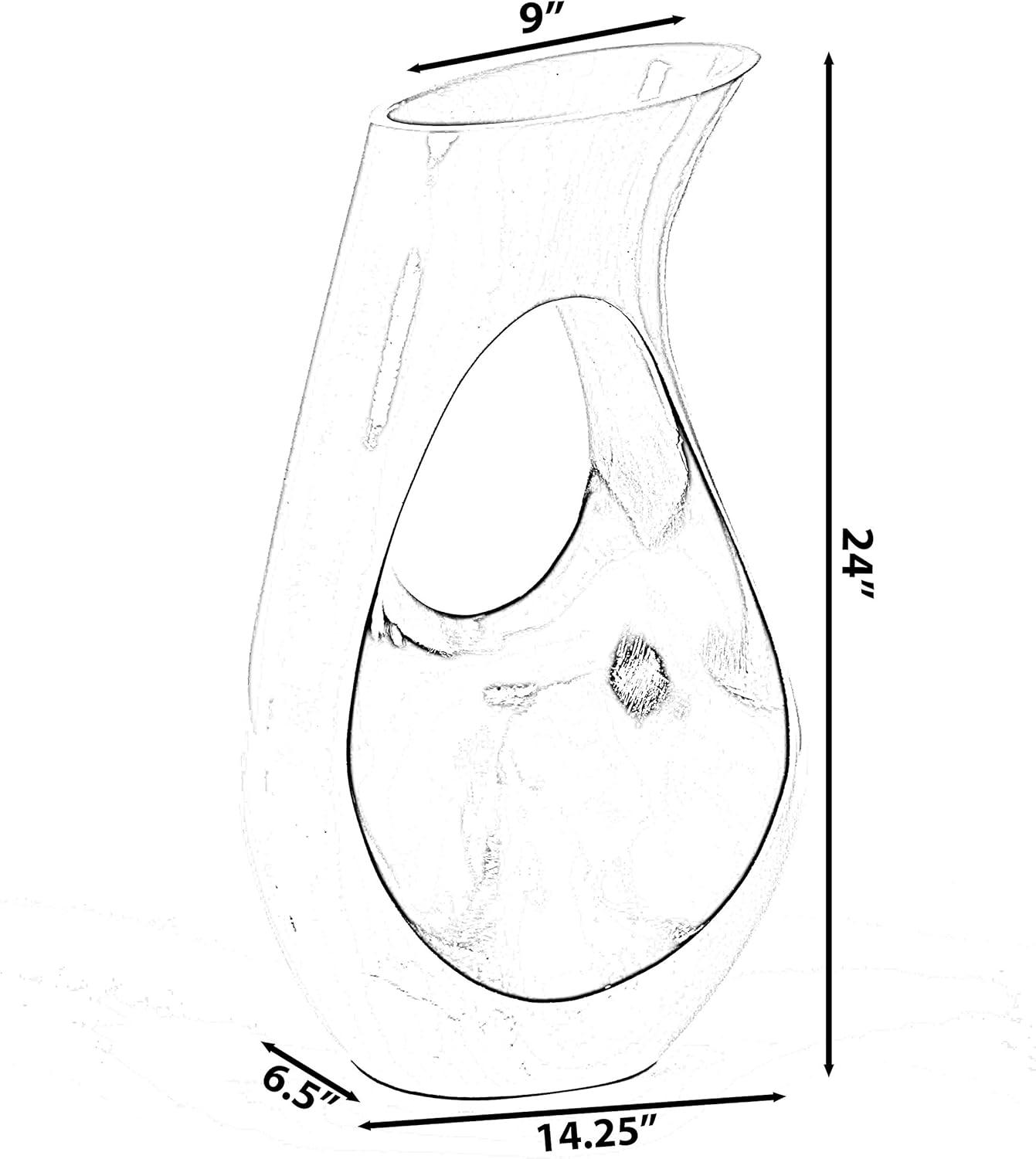 Uniquewise Tall Modern floor vase, White Unique Trumpet Floor Vase, Interior Decoration 24" Tall