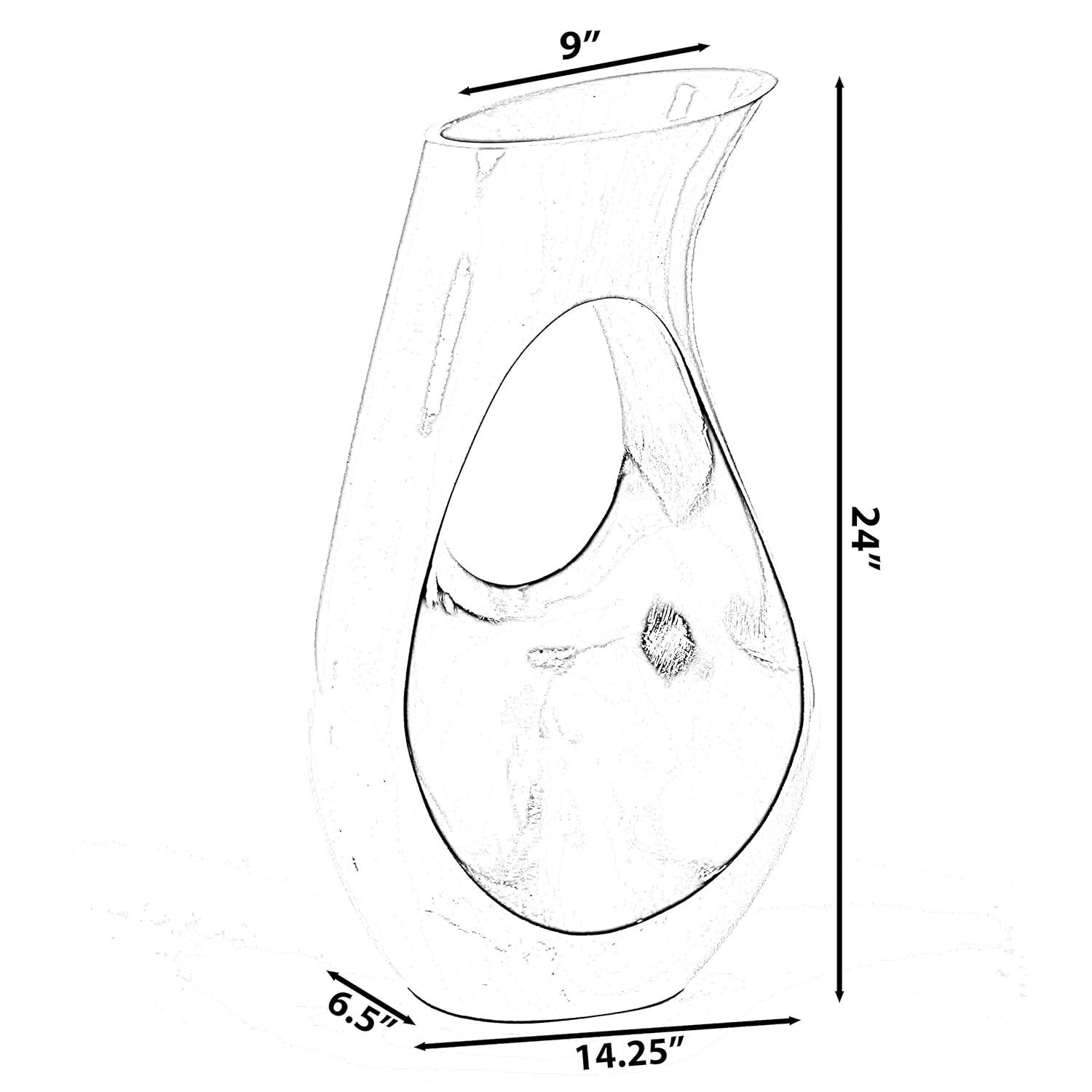 Uniquewise Tall Modern floor vase, White Unique Trumpet Floor Vase, Interior Decoration 24" Tall