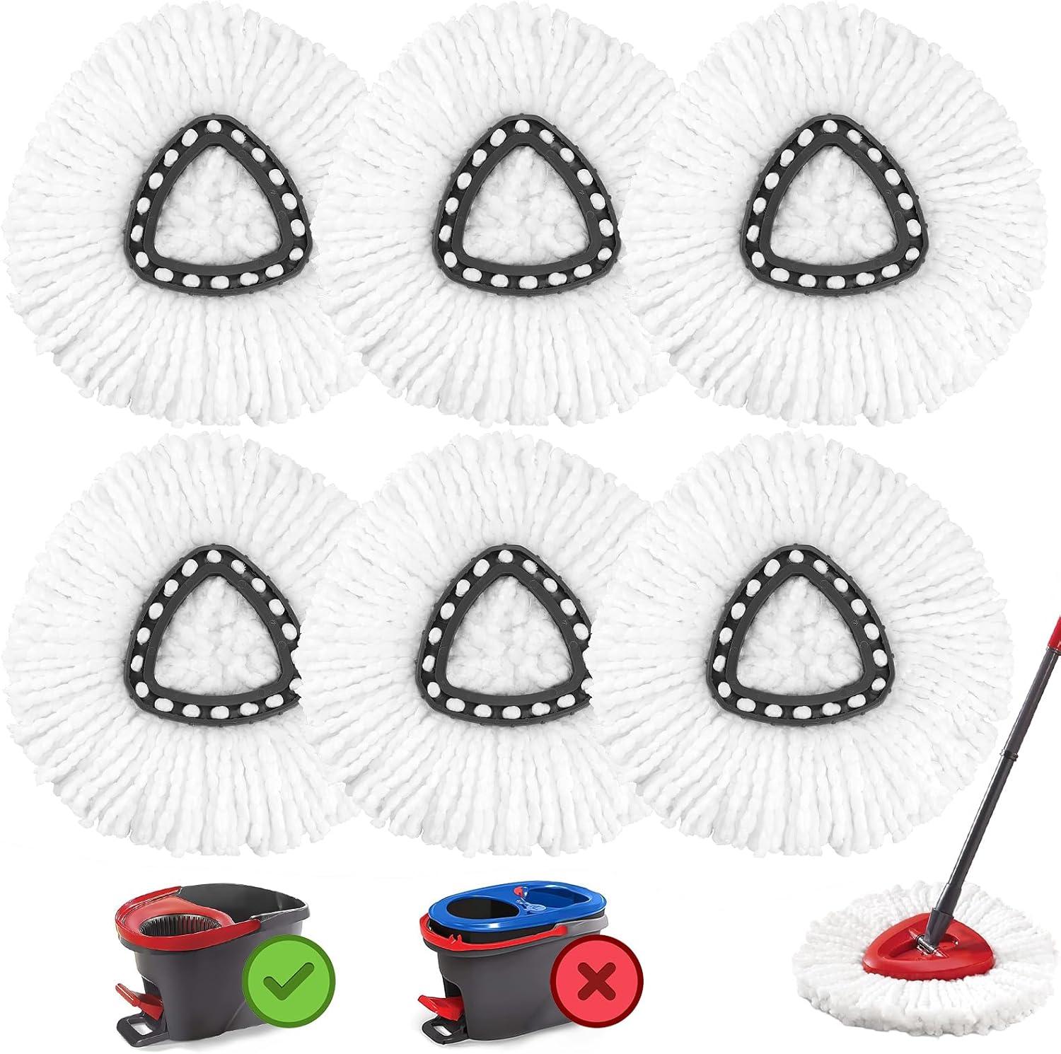 6 Pack Spin Mop Refill - Replacement Head Compatible with O cedar, Microfiber Spin Mop Refills,clean the floor. Easy Floor Cleaning Mop Head Replacement - Bonison