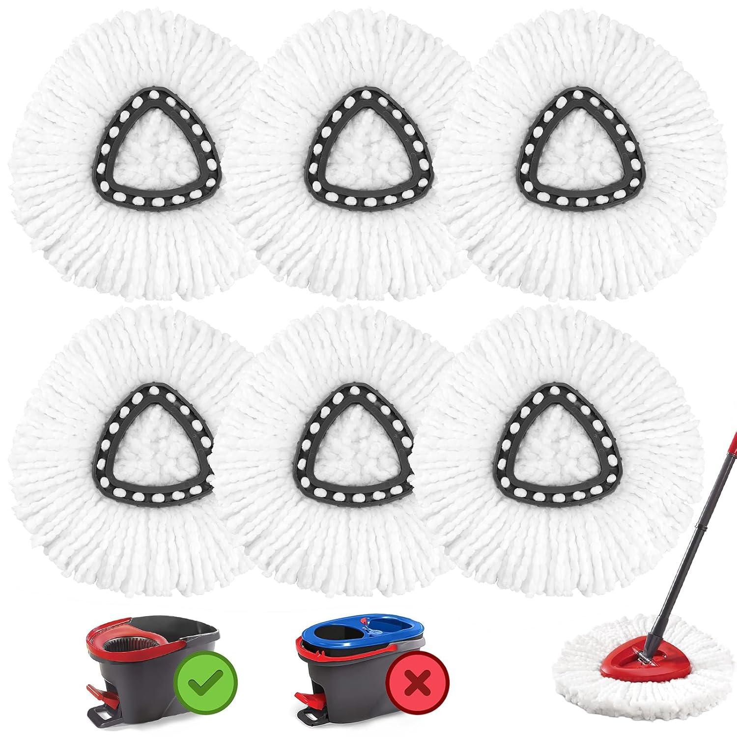 6 Pack Spin Mop Refill - Replacement Head Compatible with O cedar, Microfiber Spin Mop Refills,clean the floor. Easy Floor Cleaning Mop Head Replacement - Bonison