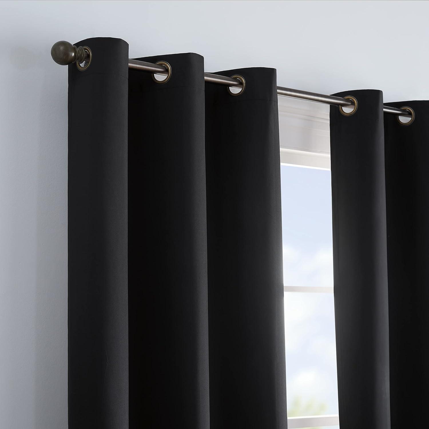 Eclipse Microfiber Blackout Grommet Curtains, Solid Thermaback Window Curtains
