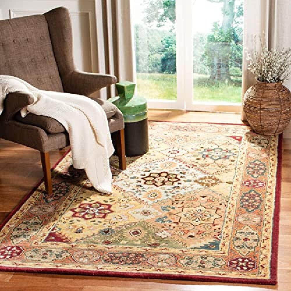 SAFAVIEH Persian Legend Dorinda Border Wool Area Rug, Red/Rust, 6' x 9'