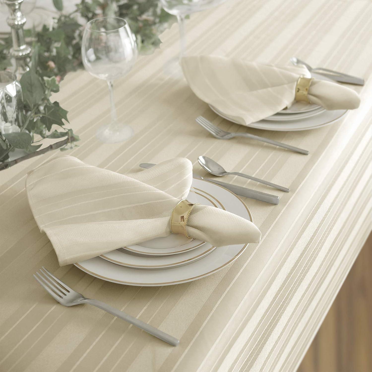 Elrene Denley Stripe Jacquard Stain Resistant Napkin Set of 4 - 17" x 17" - Elrene Home Fashions