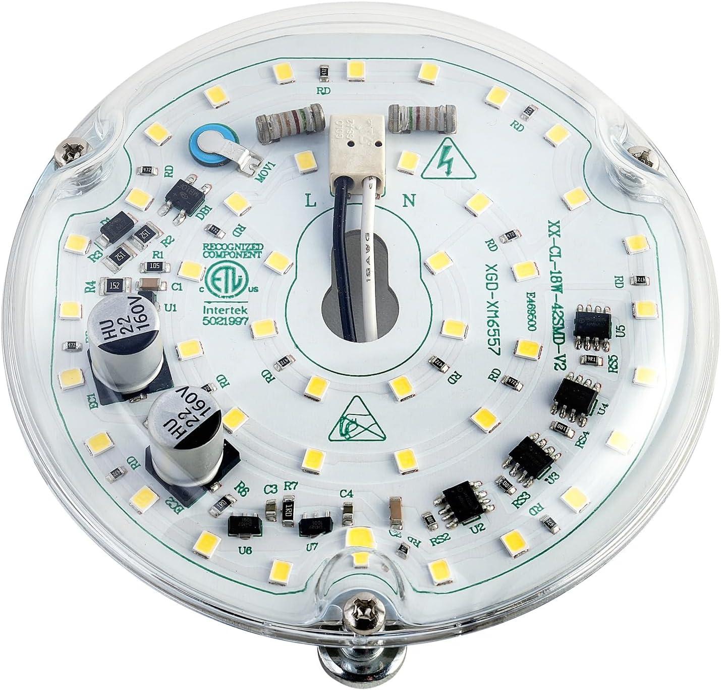4 inch Retrofit Light Kit for Ceiling Fan Light Replacement Panel PCB 18W 6000K 2200LM 120V CRI90 Dimmable ETL (White 6000K)
