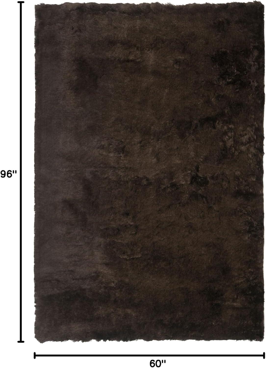 SAFAVIEH Paris Darwin Plush Polyester Shag Area Rug, Chocolate, 5' x 8'