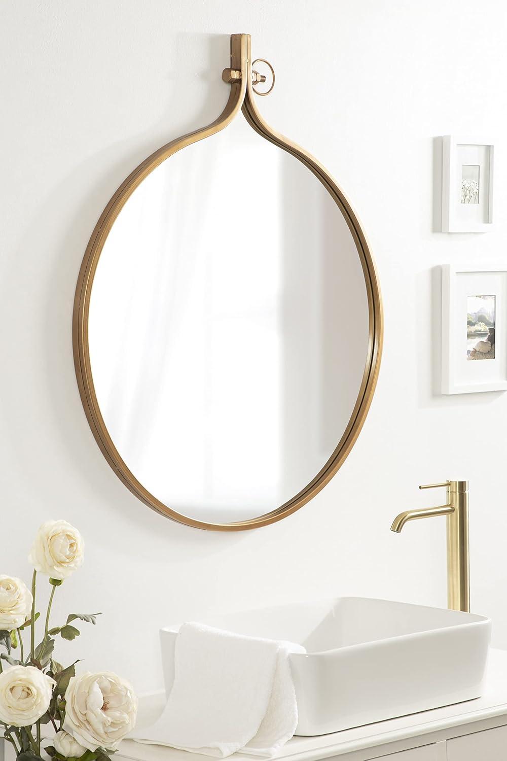 30" x 37" Yitro Metal Framed Wall Mirror Gold - Kate & Laurel All Things Decor