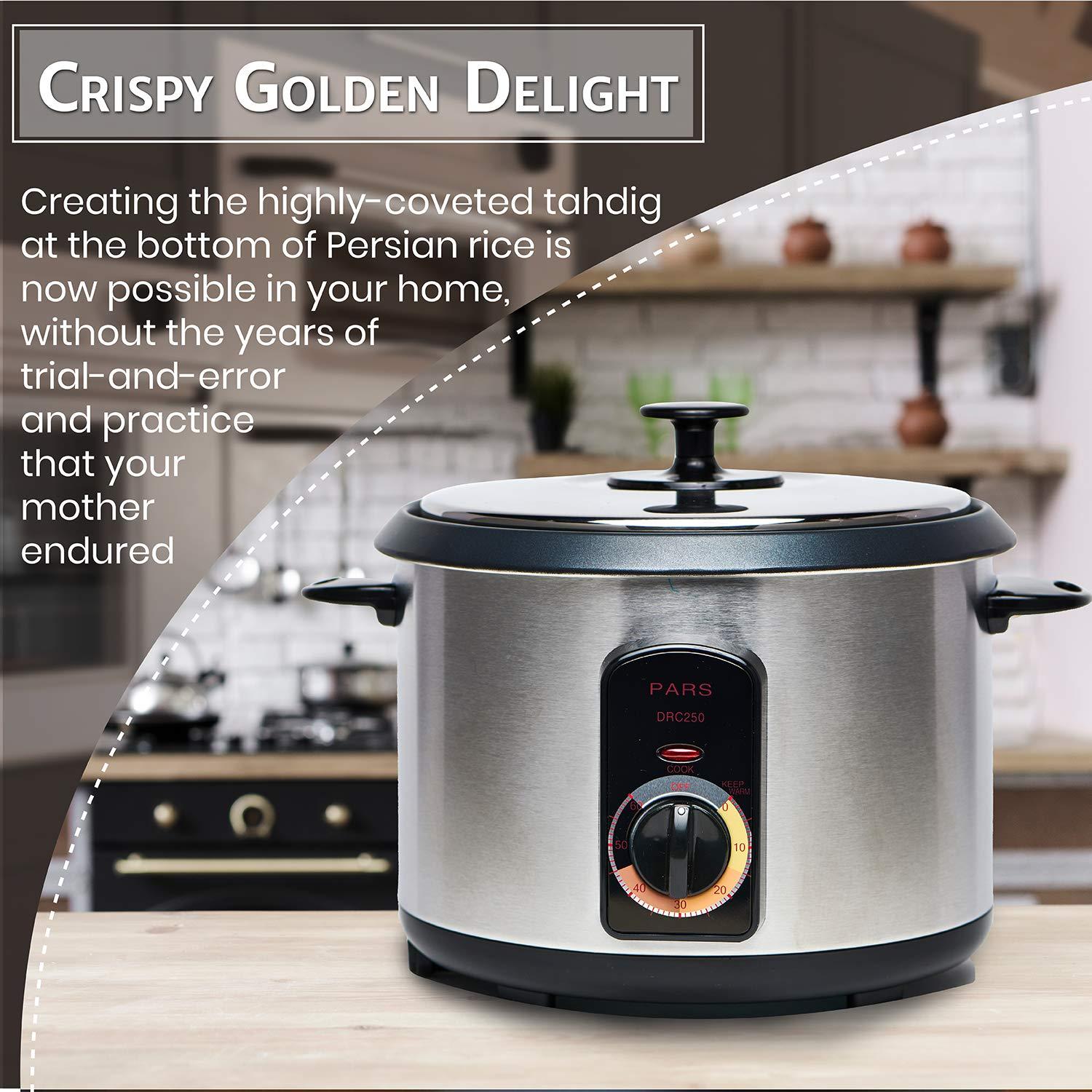 Pars Persian 15 Cup Stainless Steel Automatic Electric Steamed Rice Cooker Maker