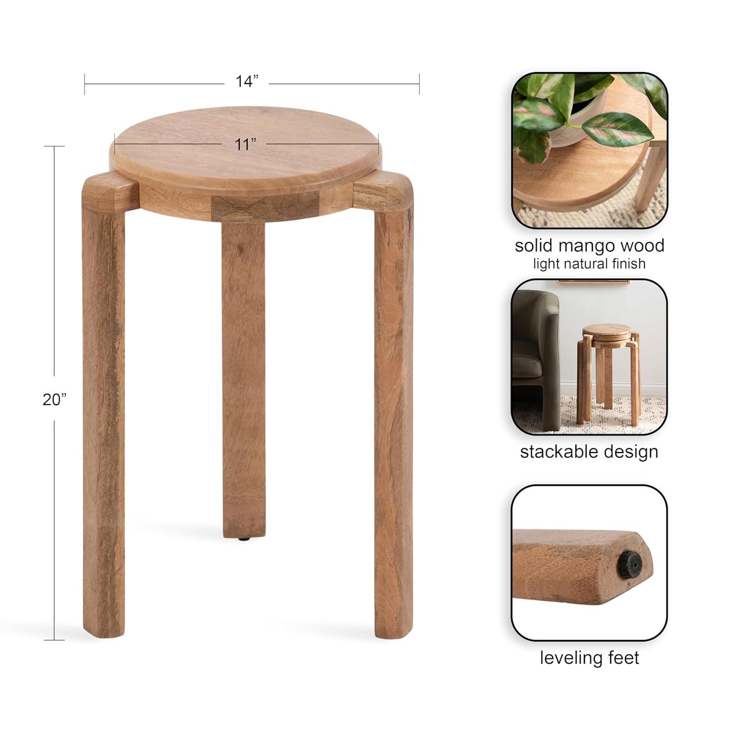 Kate and Laurel Stuart Wood Side Table, 14x14x20, Natural