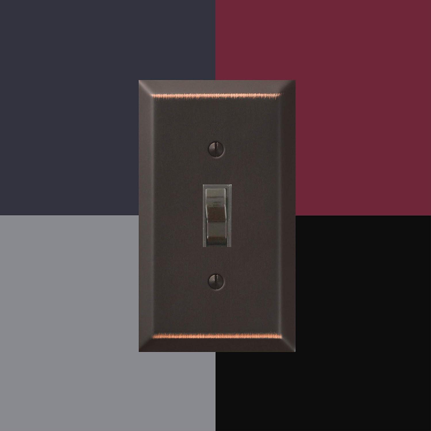 Aged Bronze Steel Single Rocker and Duplex Wallplate