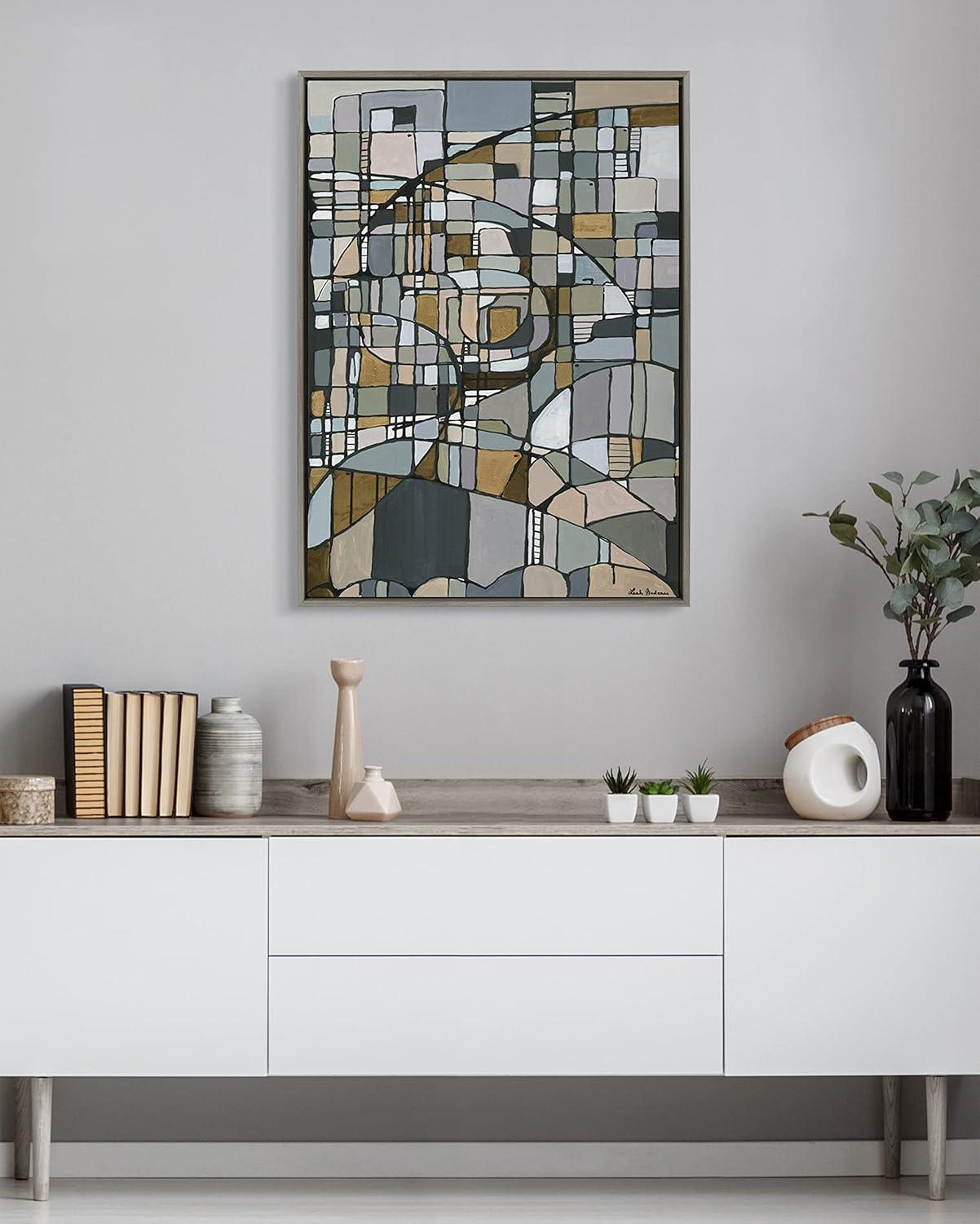 28"x38" Sylvie Deco Nadeau Framed Canvas by Leah Nadeau - Kate & Laurel: Modern Abstract Wall Art