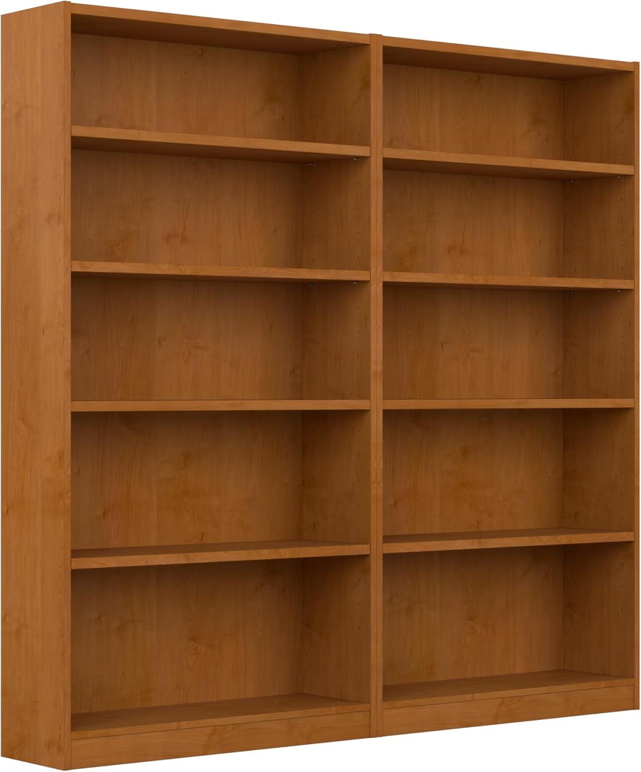 Universal Tall 5 Shelf Bookcase in Natural Cherry (Set of 2) - Engineered Wood