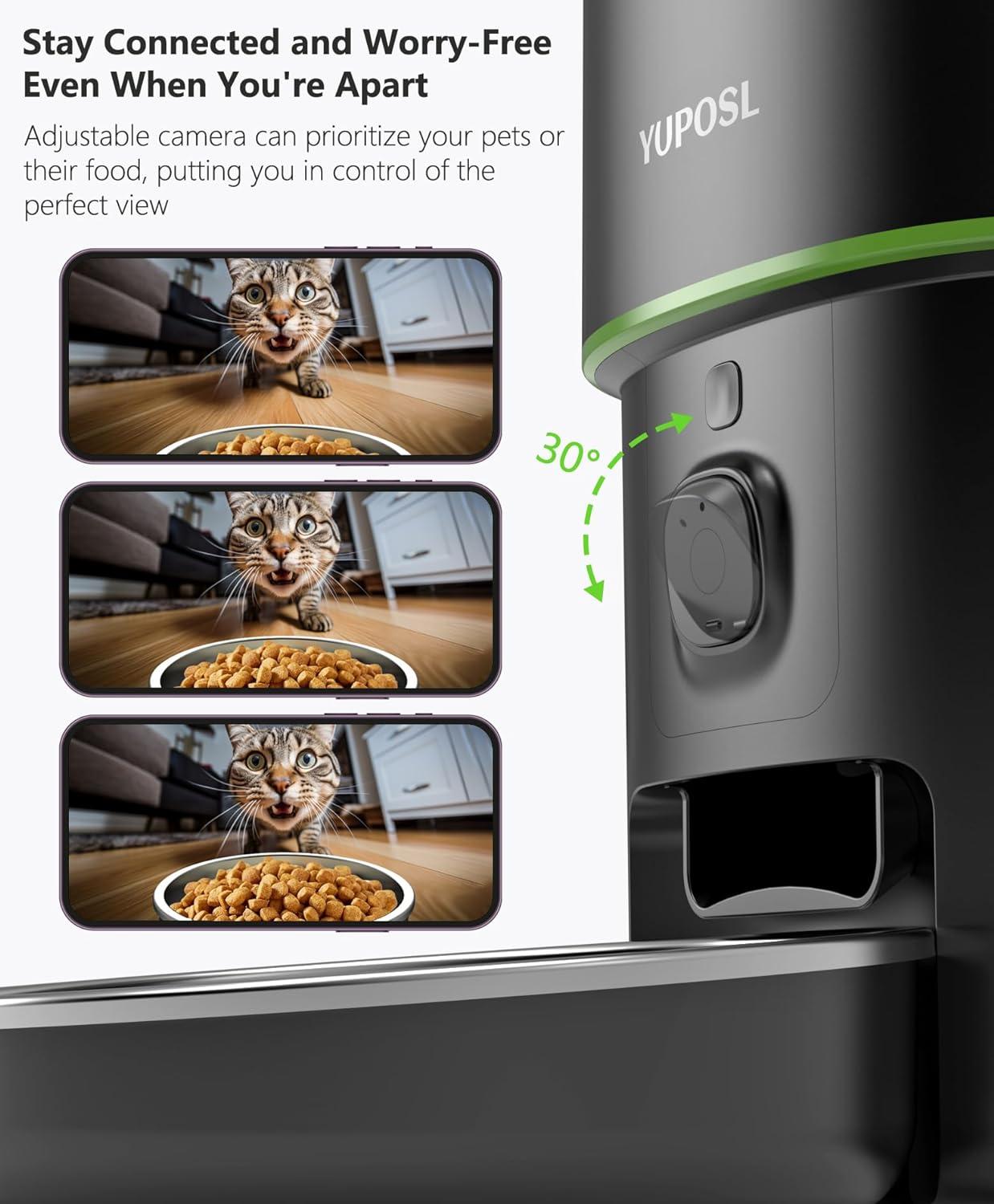 Yuposl 5G WiFi Automatic Cat Feeders Easy to Use - 2L/4L Cat Food Dispenser, Automatic Timed Cat Feeder with Dual-Band WiFi APP Control for Remote Feeding, Easy to Clean Also for Dogs C9