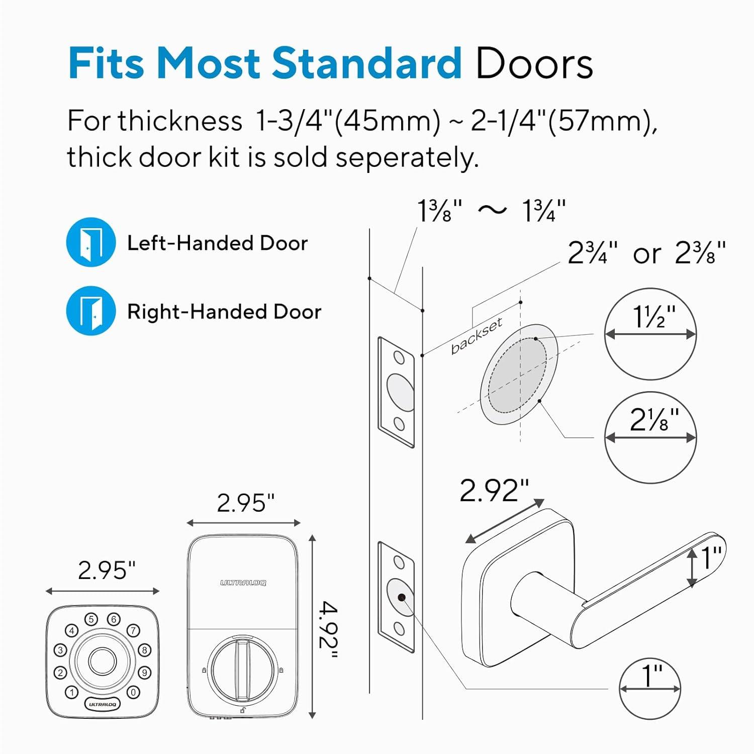 ULTRALOQ U-Bolt Pro WiFi Smart Lock with Handle, Fingerprint Smart Front Door Lock Set with Sensor, Keyless Entry Deadbolt with 2 Lever Handles, Auto Unlock, App Control, ANSI Grade 1, Easy Install