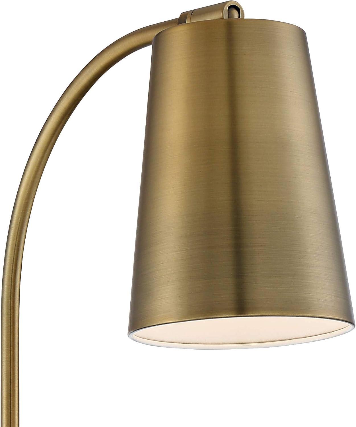 360 Lighting Sully Modern Wall Lamp Warm Brass Plug-in 5" Light Fixture Adjustable Head Curved Arm for Bedroom Bathroom Vanity Reading Living Room