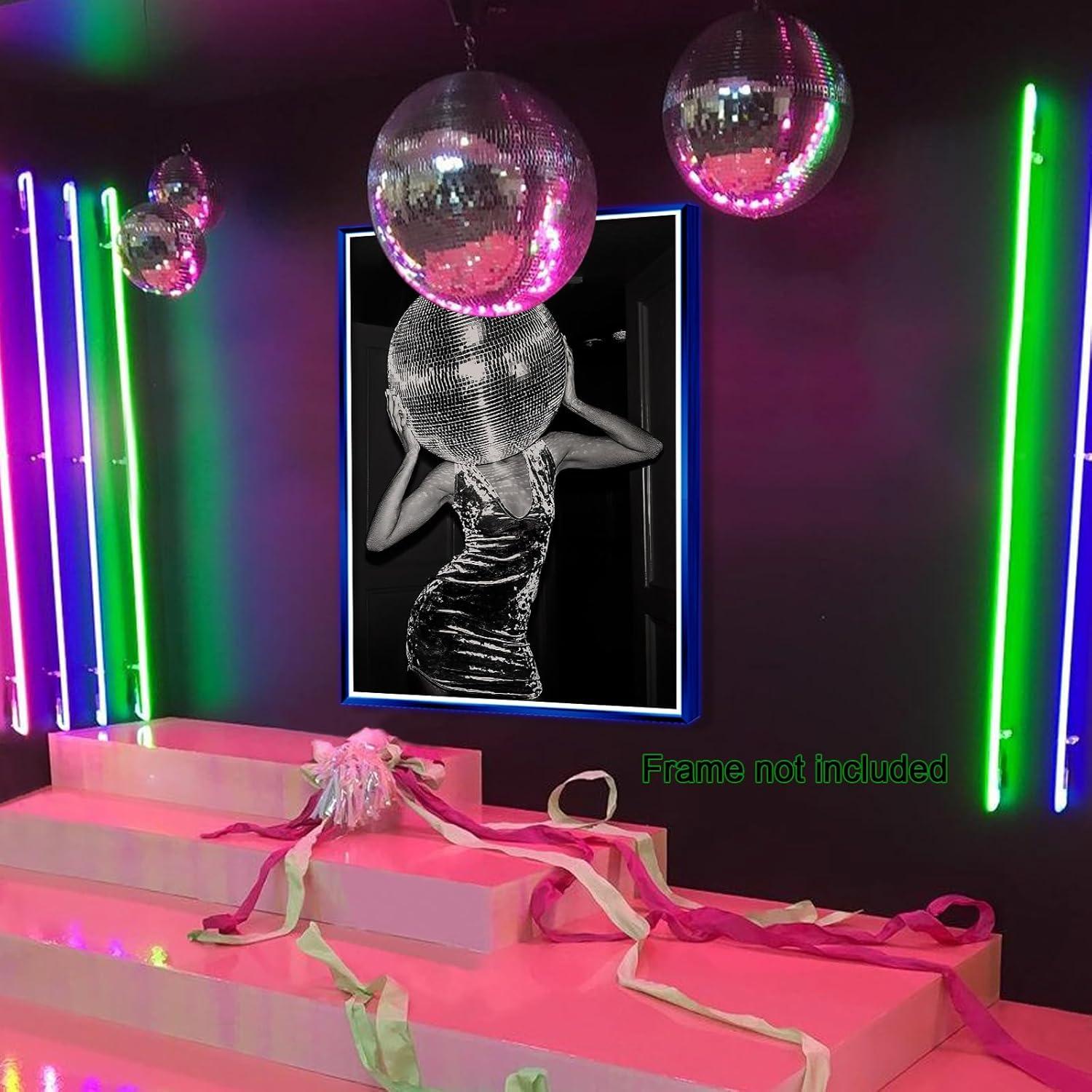 Music Aesthetics Poster Prints Funny Black and White Canvas Wall Art Trendy Retro Music Party Funky Wall Decor for Living Room Bar 12x16in Unframed